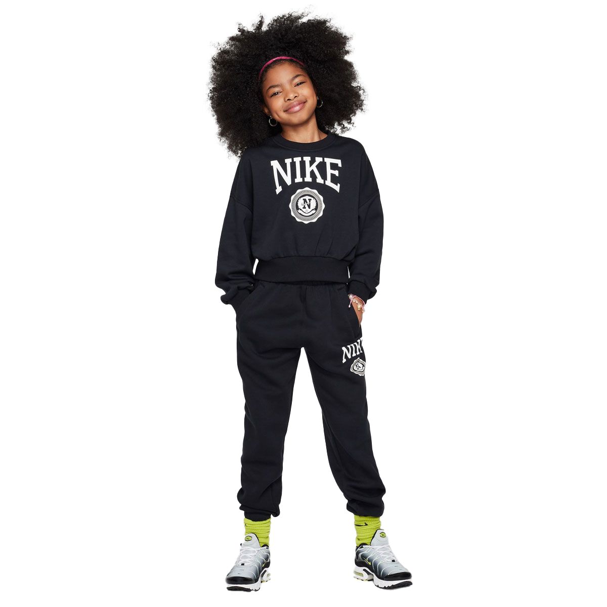 Nike Junior Sportswear Club French Terry Graphic Boxy Crew Sweatshirt