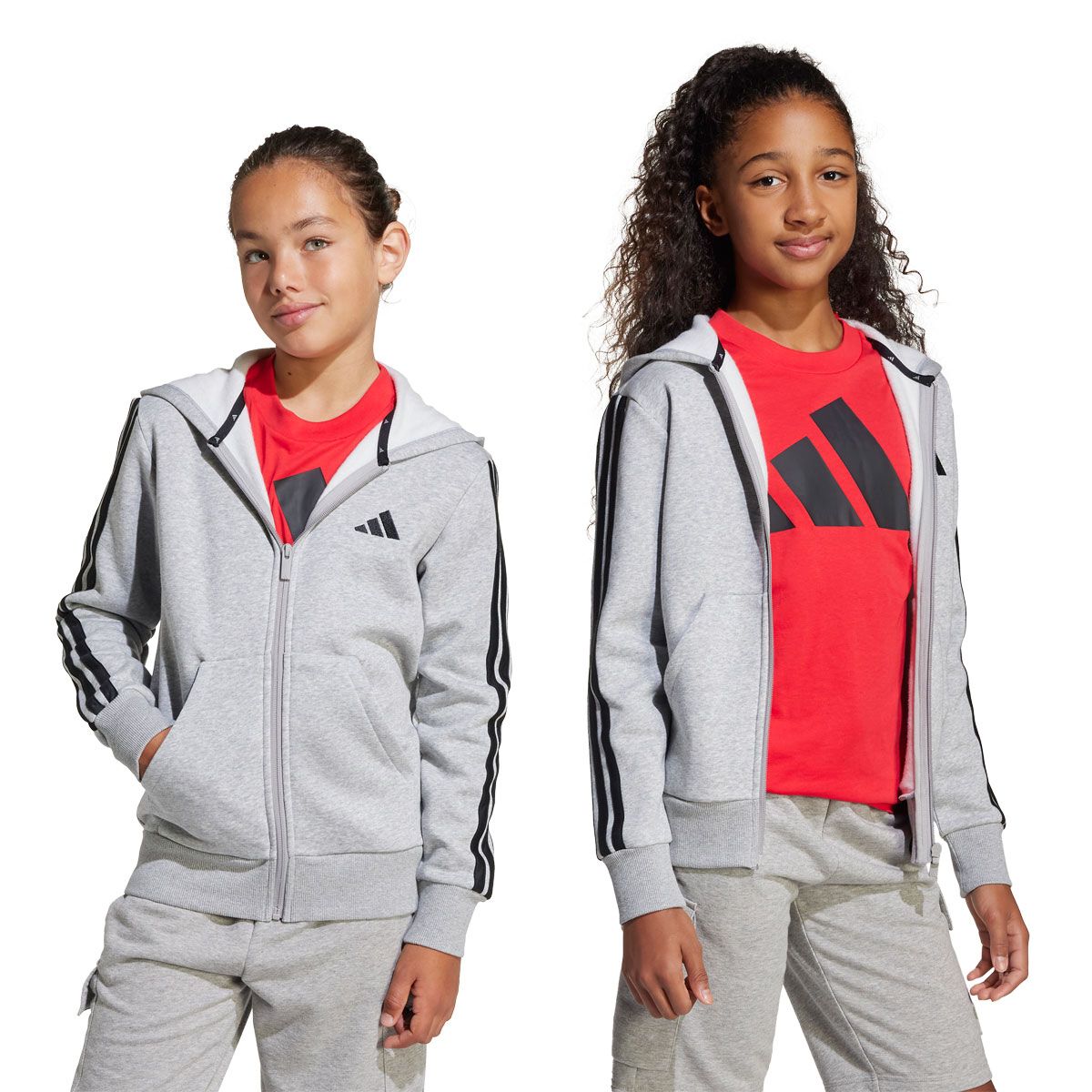 adidas Junior Essentials Fleece 3-Stripes Full Zip Hoodie
