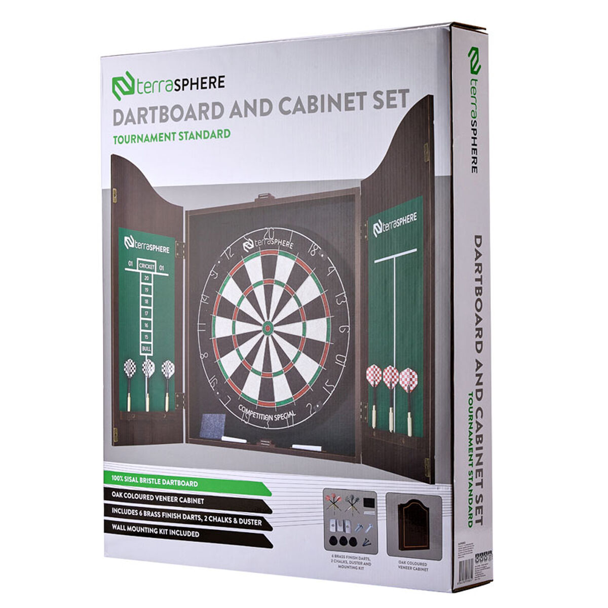 Terrasphere Dartboard and Cabinet Set