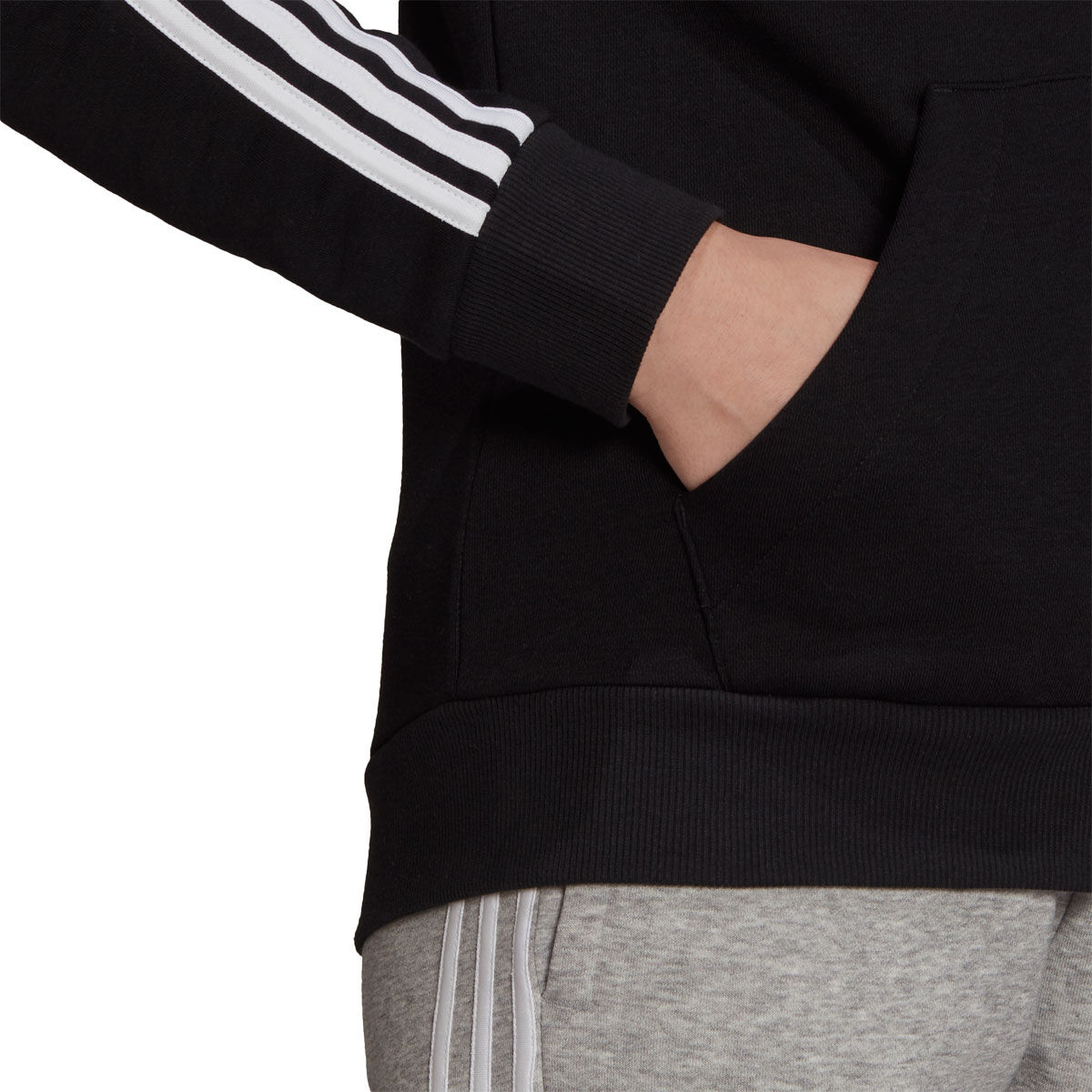 adidas Womens Essentials Fleece 3-Stripes Full Zip Hoodie