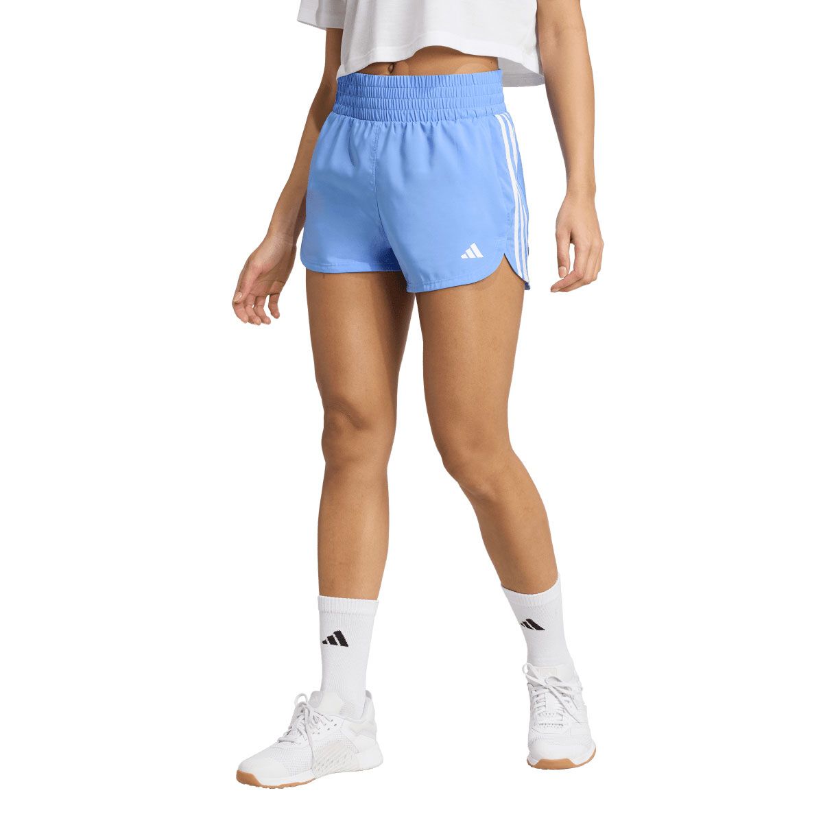 adidas Womens Pacer 3-Stripes High Rise Woven Shorts