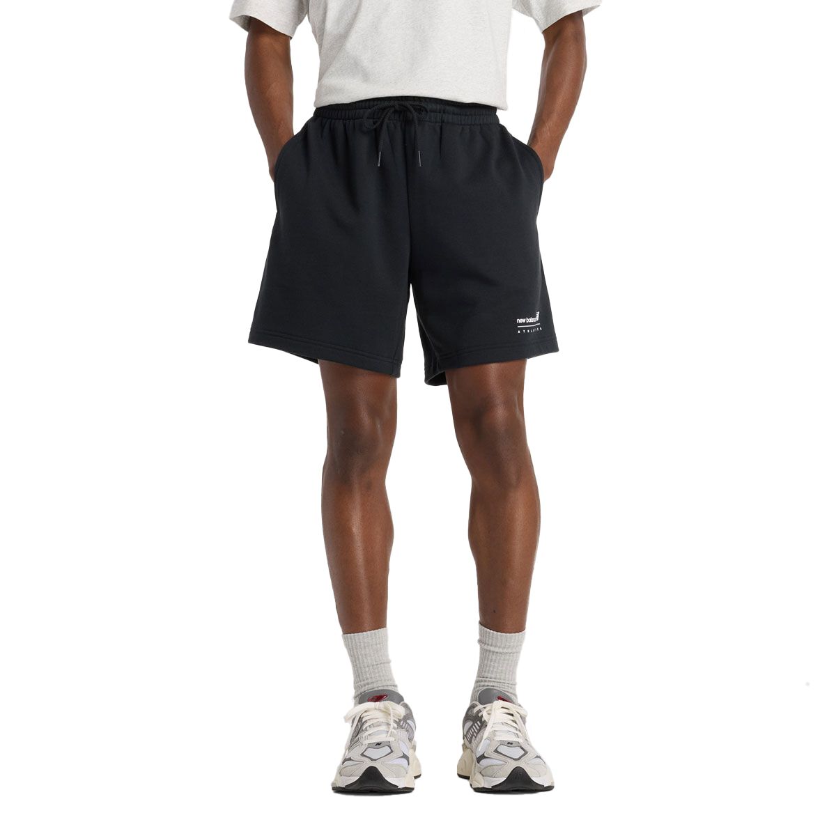 New Balance Mens Linear Graphic French Terry Shorts