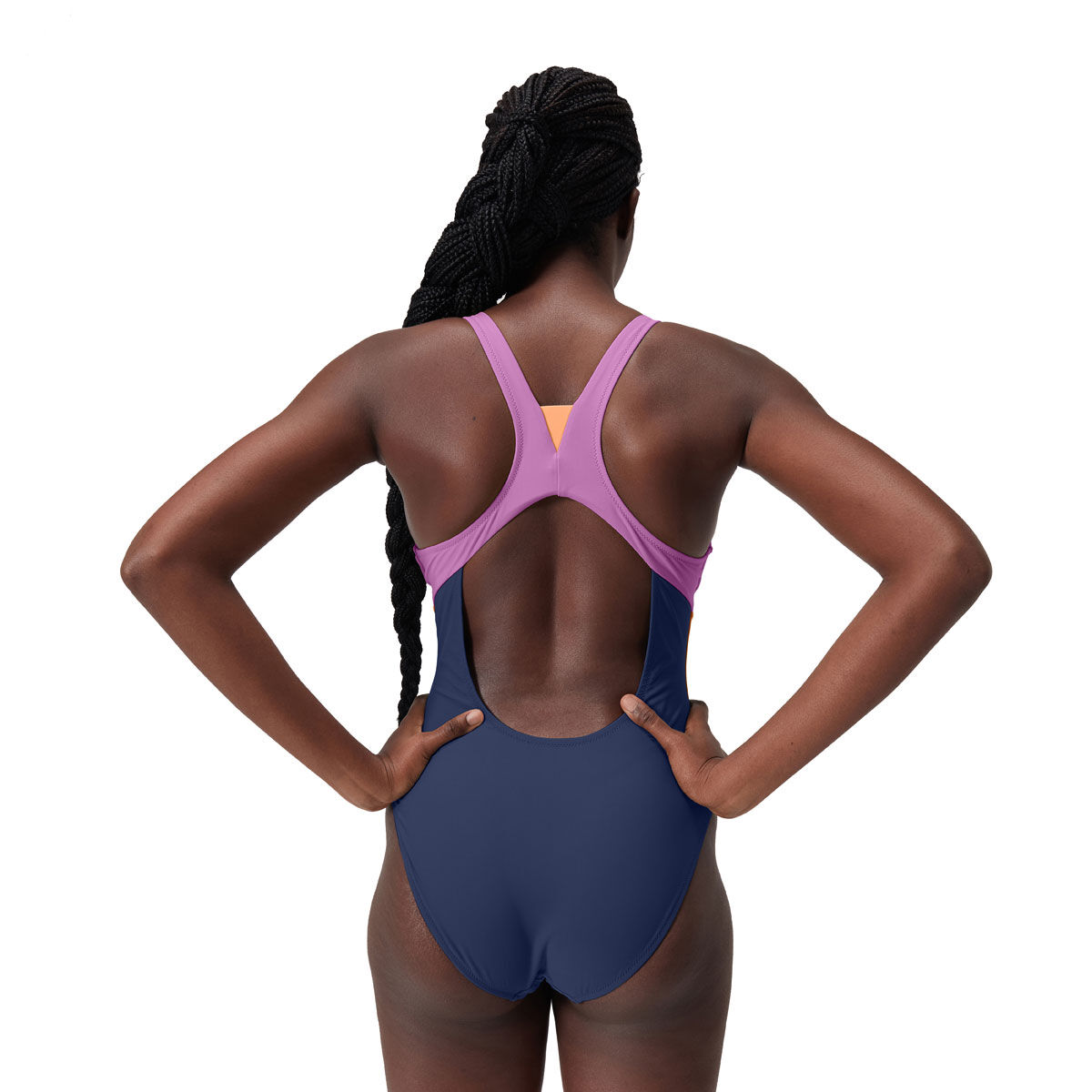 Speedo Womens Zip Colorblock One Piece Swimsuit