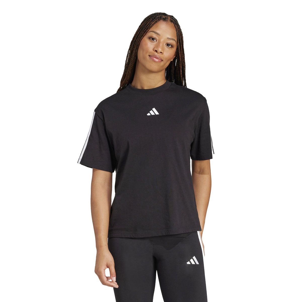 adidas Womens Essentials 3 Stripes Boyfriend Tee