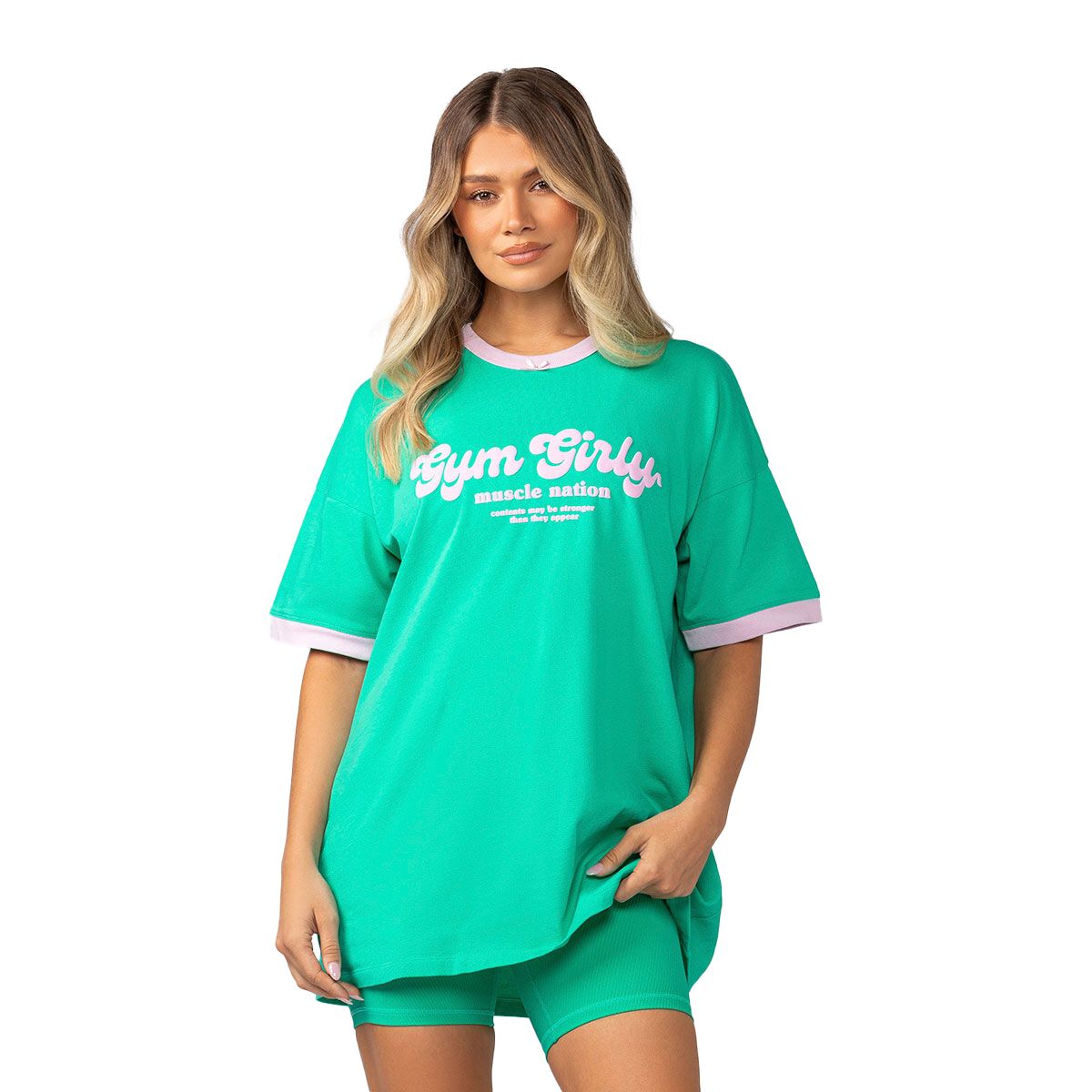 Muscle Nation Womens Gym Girly Oversized Tee