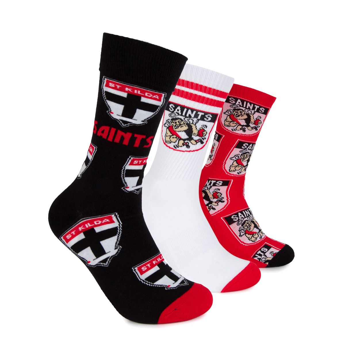 Footies St Kilda Saints 3 Pack Socks Gift Box