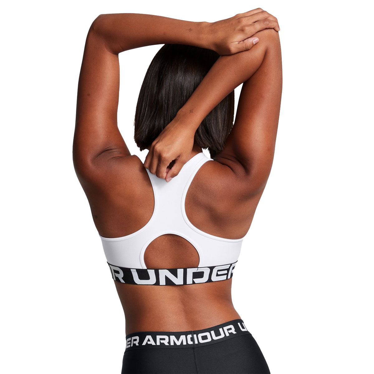 Under Armour Womens HeatGear Authentics Mid Support Branded Crop Sports Bra