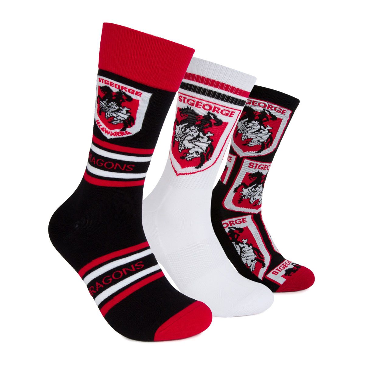 St George Illawarra Dragons 3 Pack Sock Gift Pack