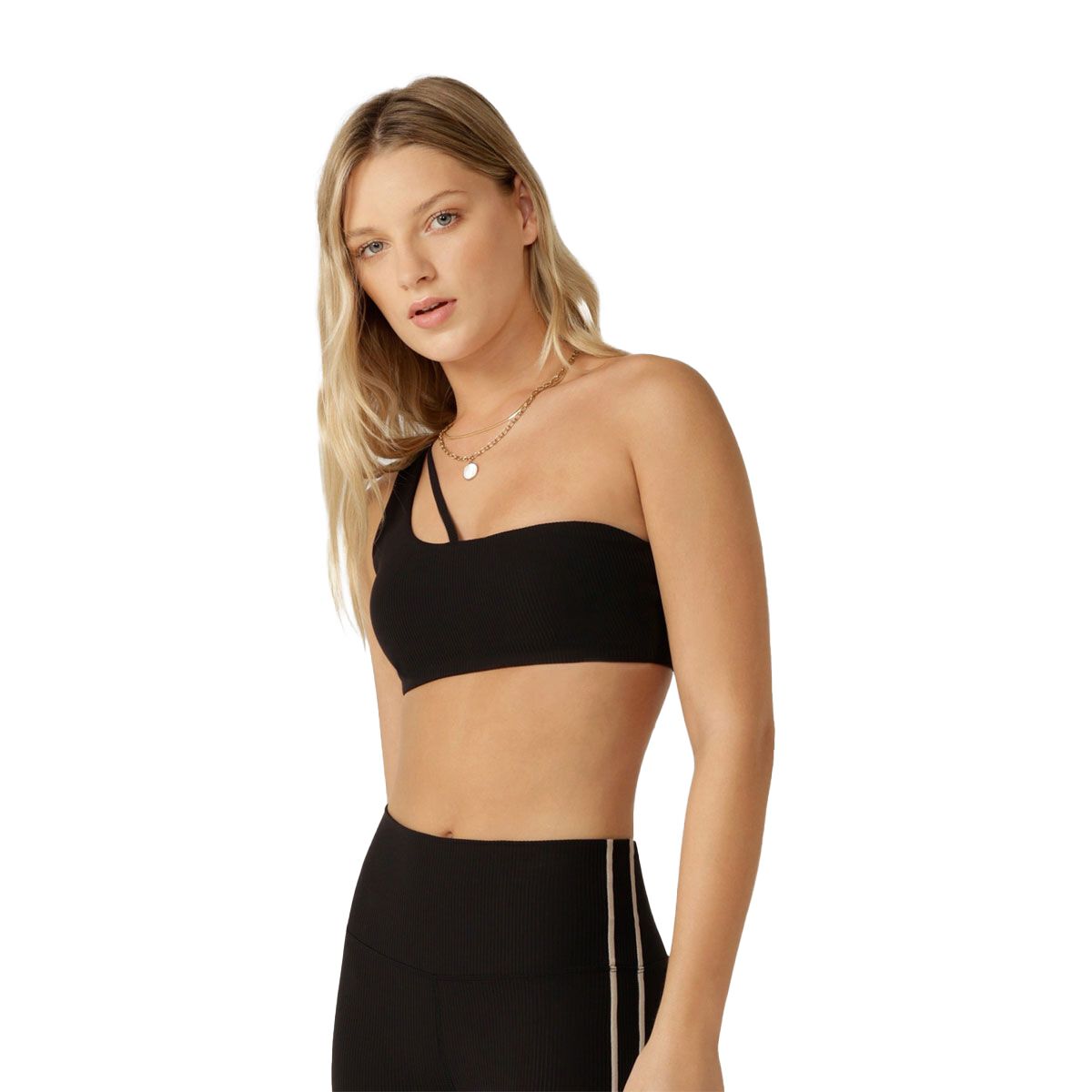 Lorna Jane Womens Second Nature Luxe Rib Asymmetrical Sports Bra