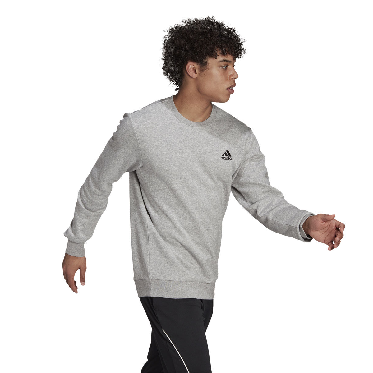 adidas Mens Essentials Feel Cozy Crew Fleece Sweatshirt