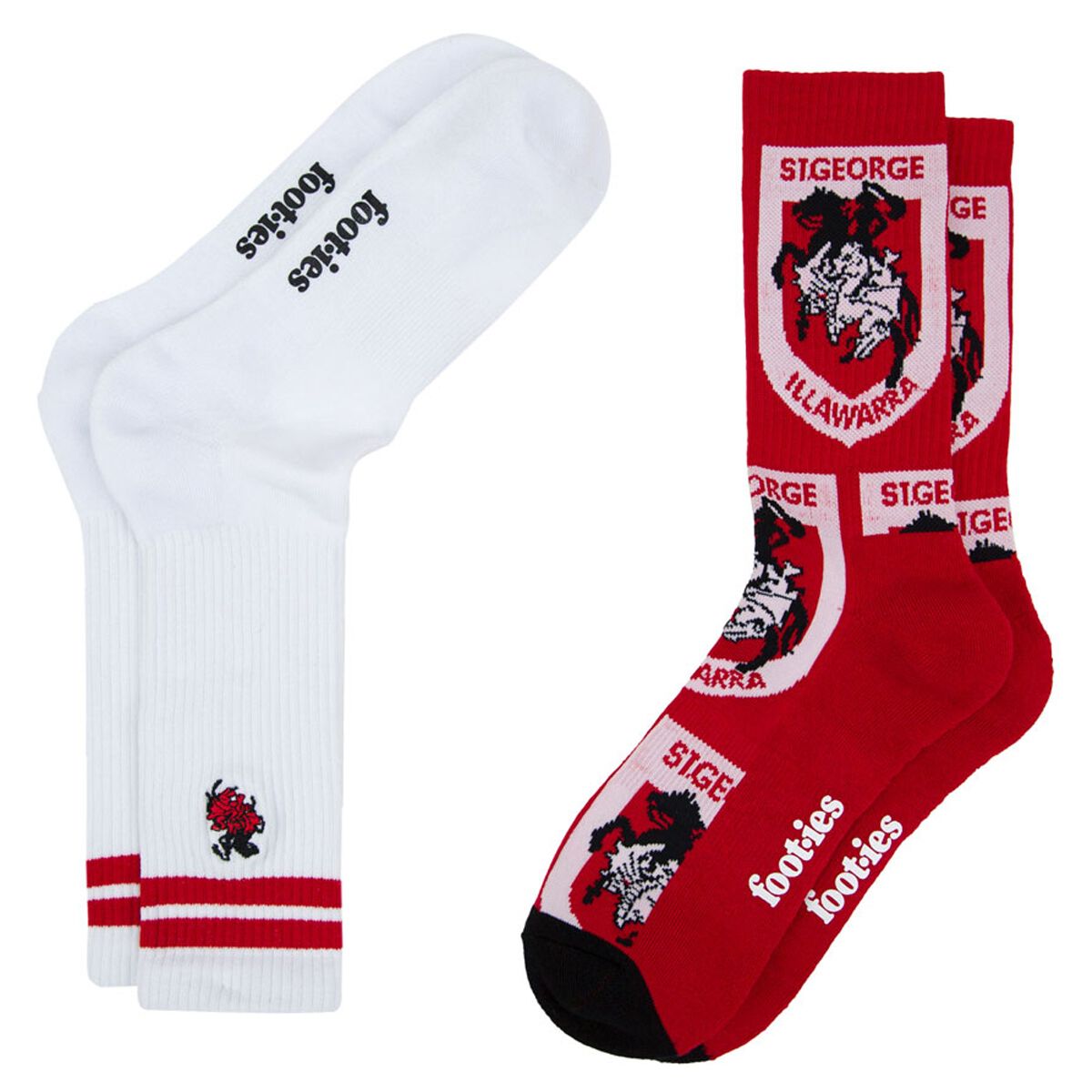 Footies St. George Illawarra Dragons 2025 Sneaker Socks 2 Pack