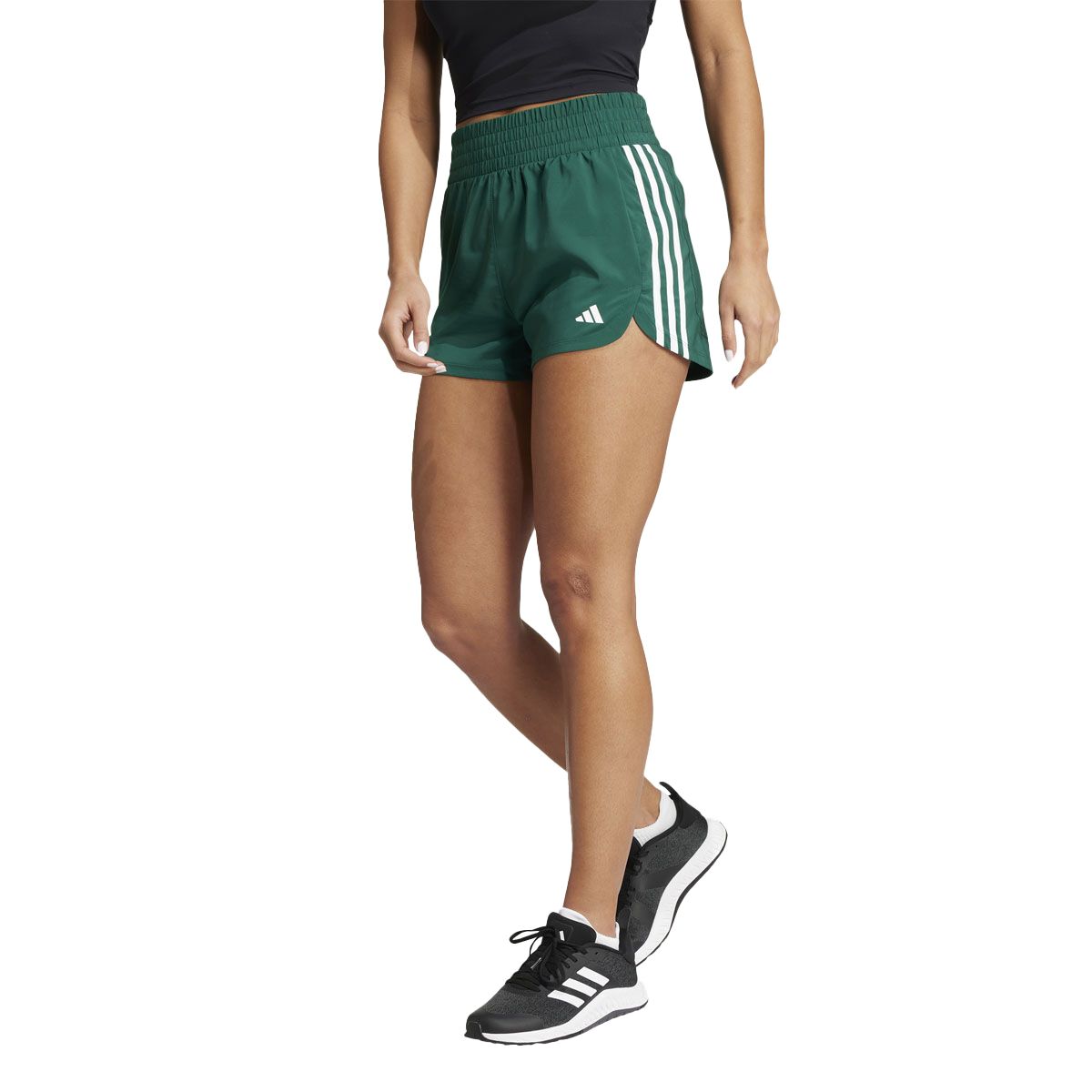 adidas Womens Pacer 3 Stripes Training High Rise Shorts