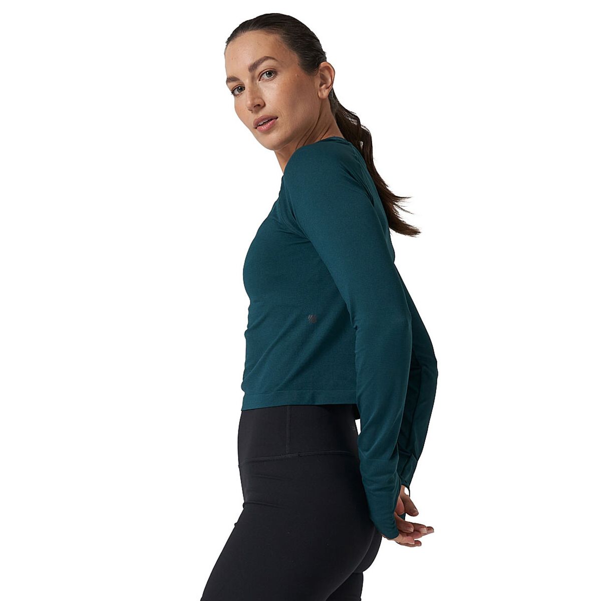 Ell/Voo Womens Yumi Seam Free Cropped Long Sleeve Top