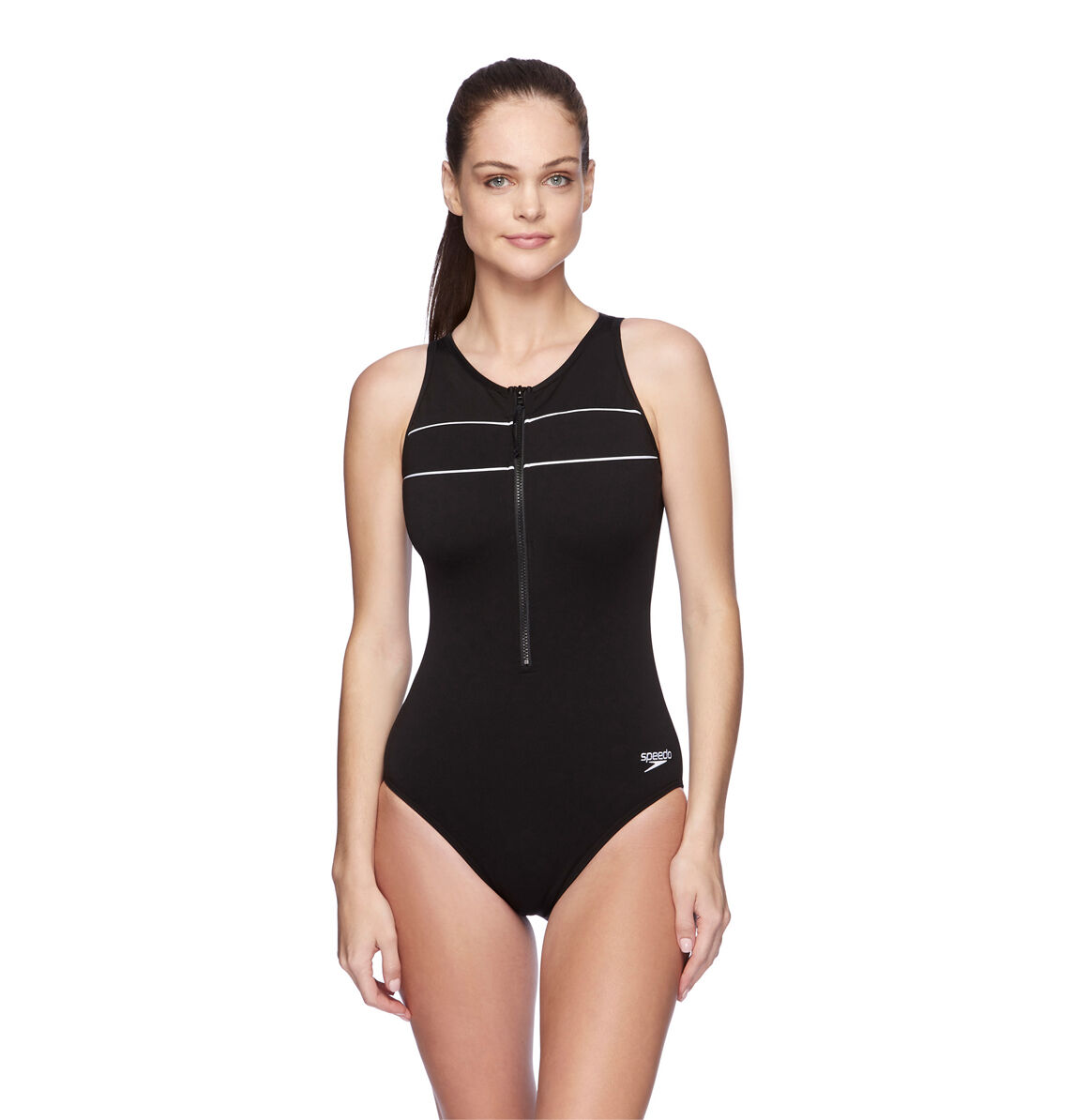 Speedo Womens Spirit Turbo Zip Front One Piece Swimsuit