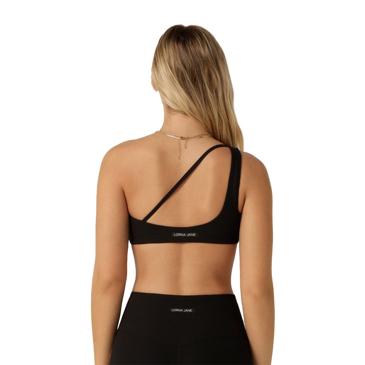 Lorna Jane Womens Second Nature Luxe Rib Asymmetrical Sports Bra