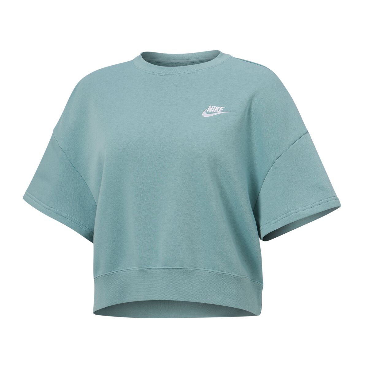 Nike Womens Sportswear Club Fleece Loose Short Sleeve Crew Sweatshirt Tee