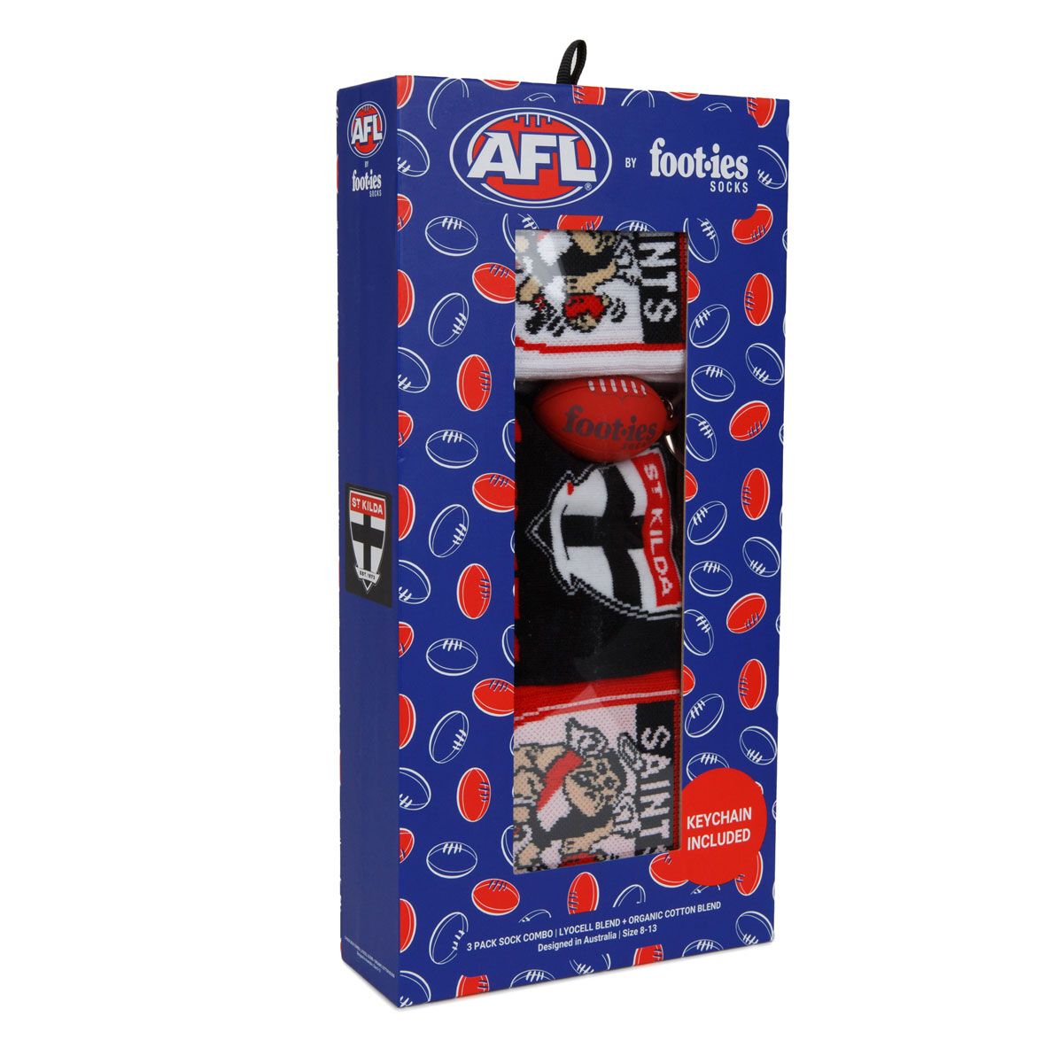 Footies St Kilda Saints 3 Pack Socks Gift Box