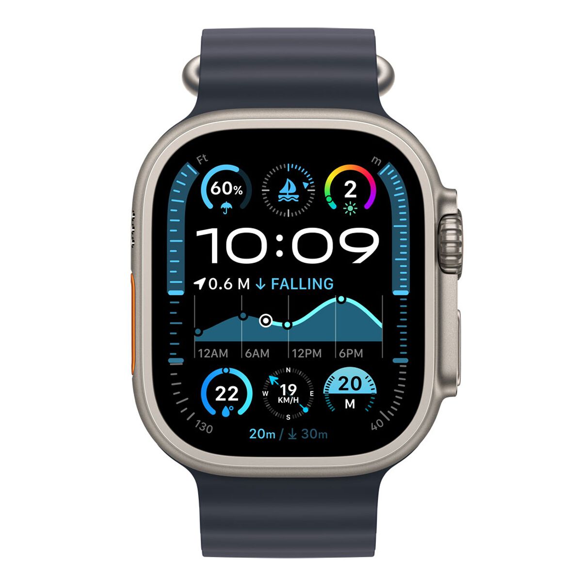Apple Watch Ultra 2 GPS + Cellular 49mm Natural Titanium Case with Navy Ocean Band