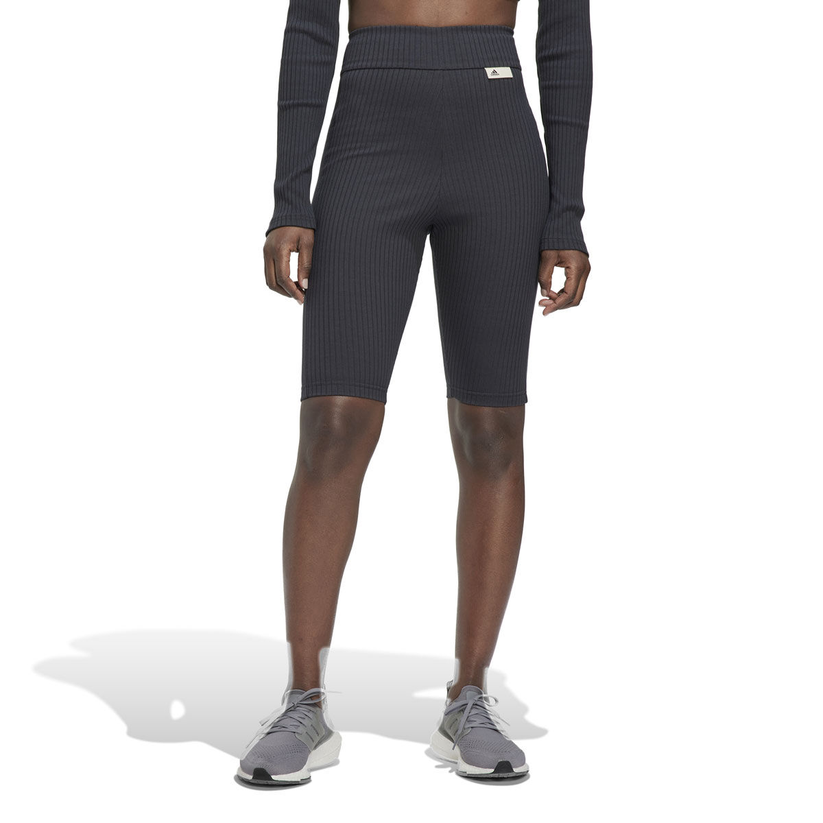 adidas Womens Studio Lounge Ribbed Shorts Black XS