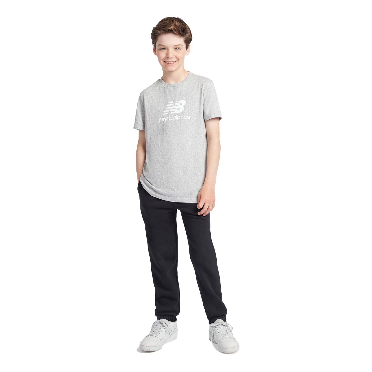 New Balance Junior Jersey Stacked Logo Tee