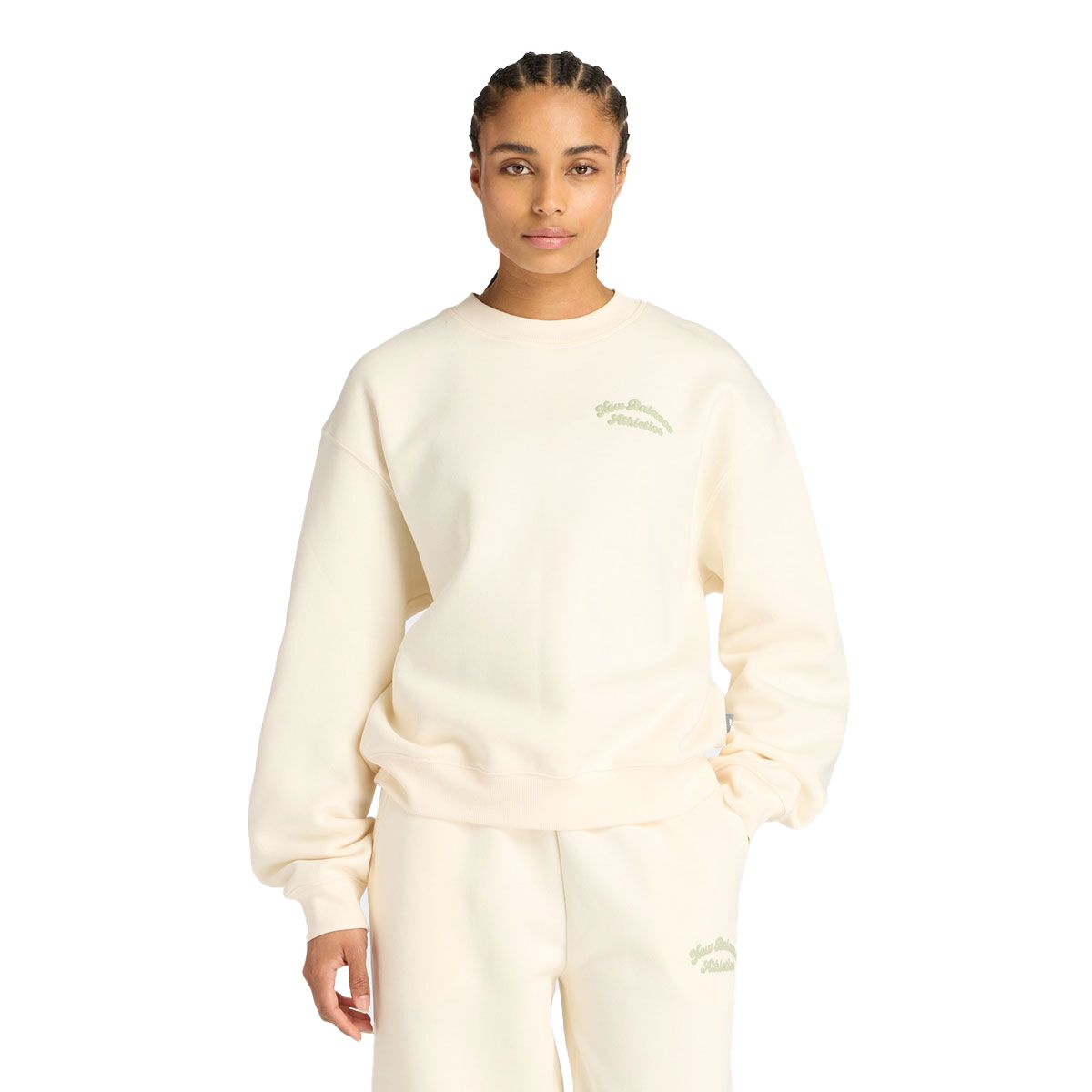 New Balance Womens Linear Heritage Fleece Crew Sweatshirt