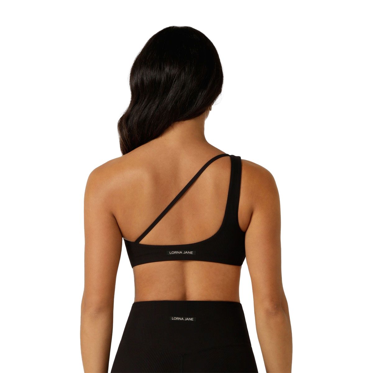 Lorna Jane Womens Second Nature Luxe Rib Asymmetrical Sports Bra