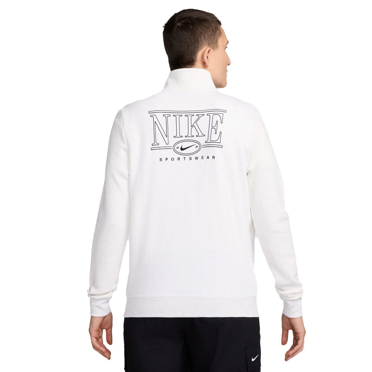 Nike Womens Sportswear Club Fleece Mock Neck Half Zip Graphic Sweatshirt