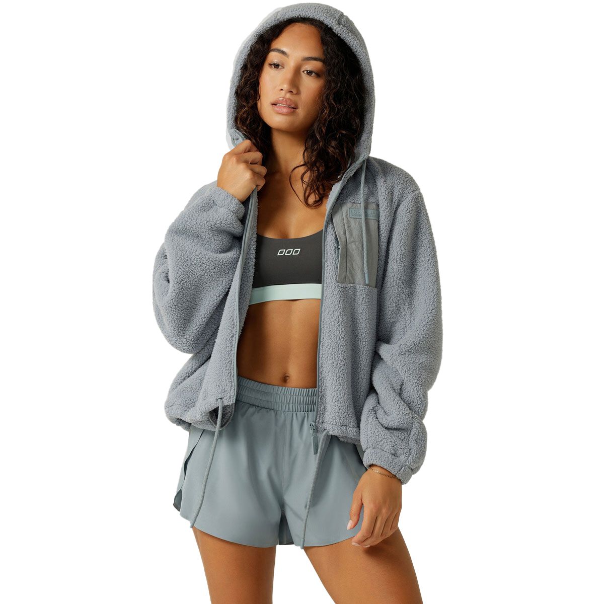 Lorna Jane Womens Teddy Fleece Zip Thru Full Zip Hoodie