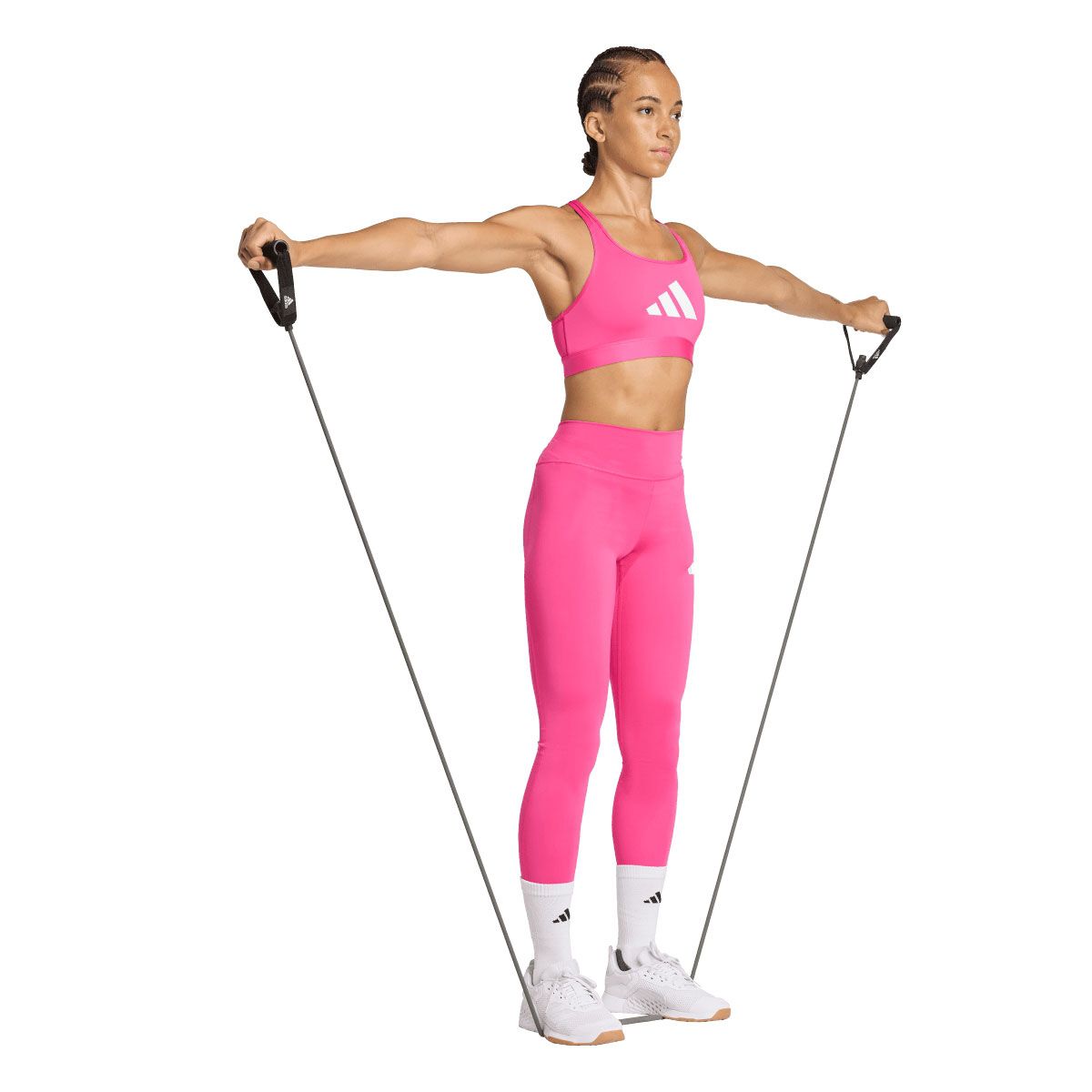 adidas Womens PowerReact Big Logo Graphic Sports Bra