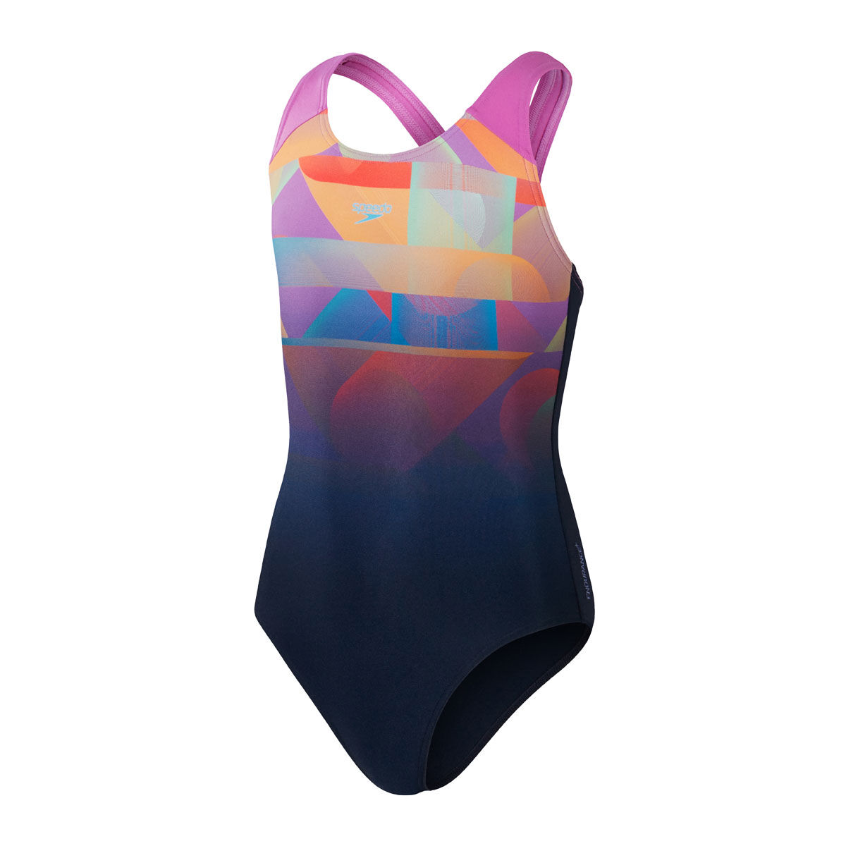 Speedo Girls Endurance+ Digi Placement Splashback One Piece Swimsuit Navy/Print 14