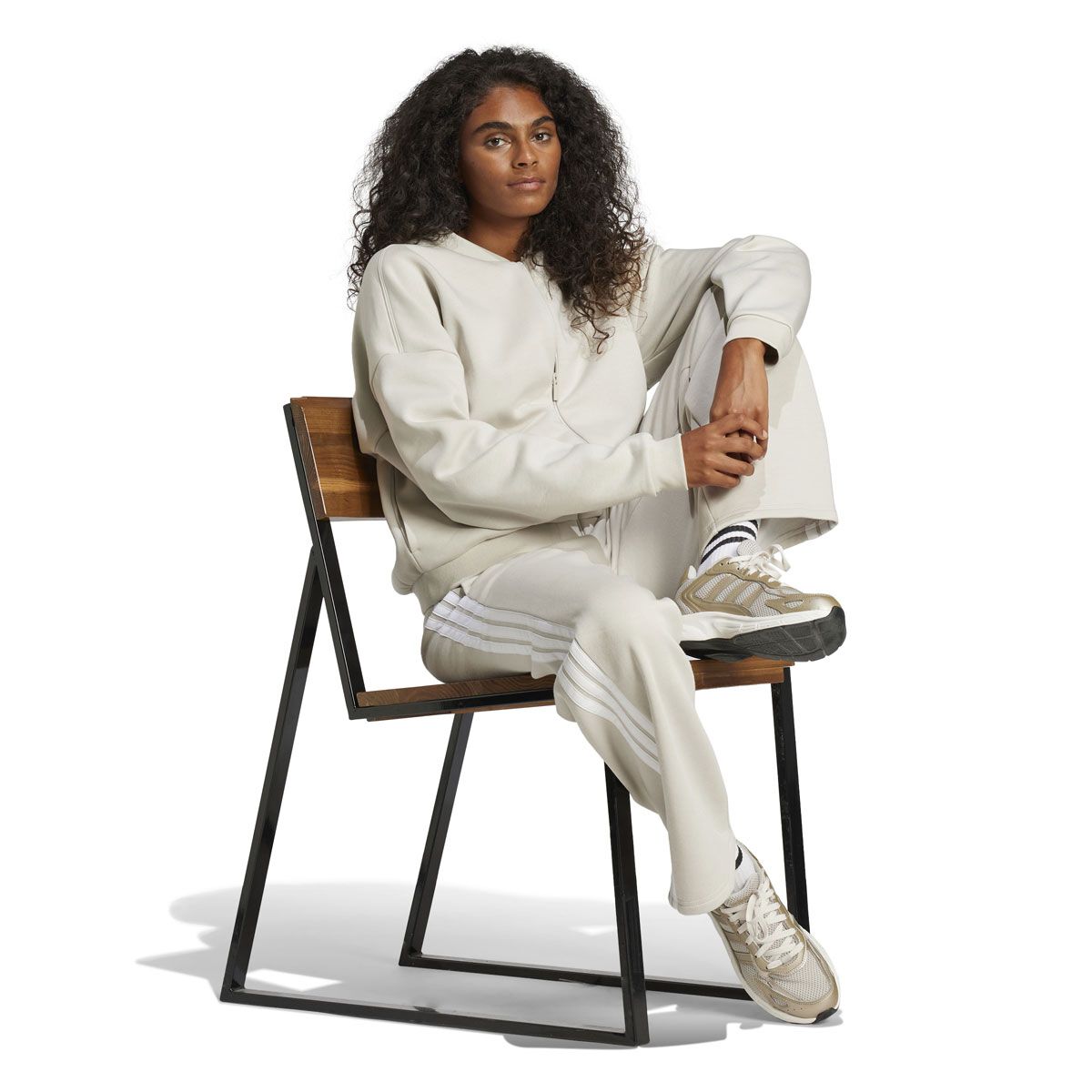 adidas Womens Essentials Fleece 3-Stripes Open Hem Track Pants