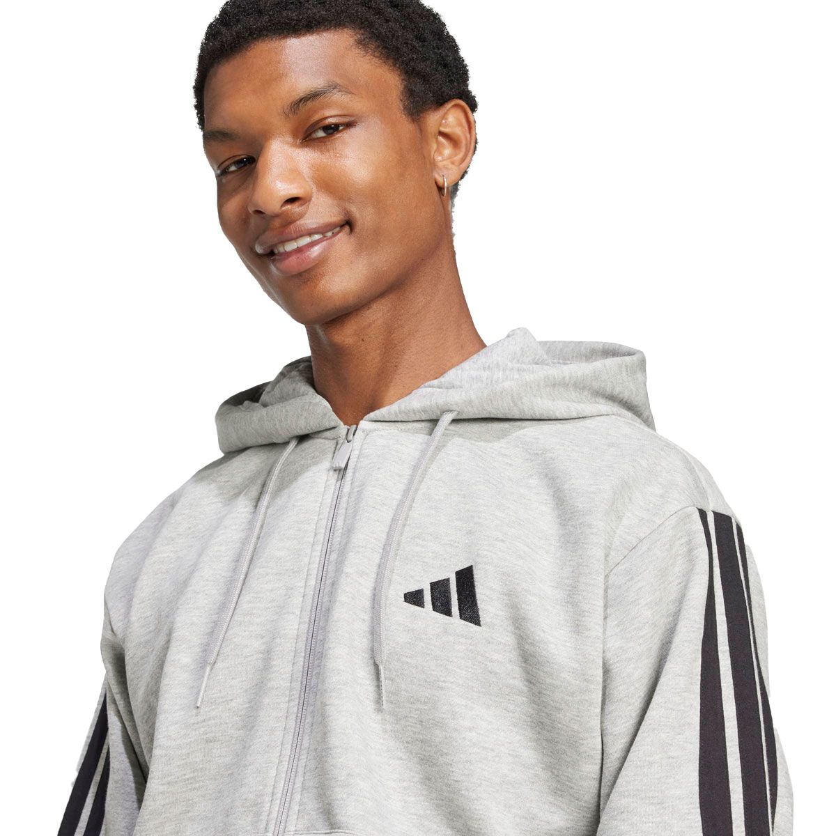 adidas Mens Essential Fleece 3-Stripes Full Zip Hoodie