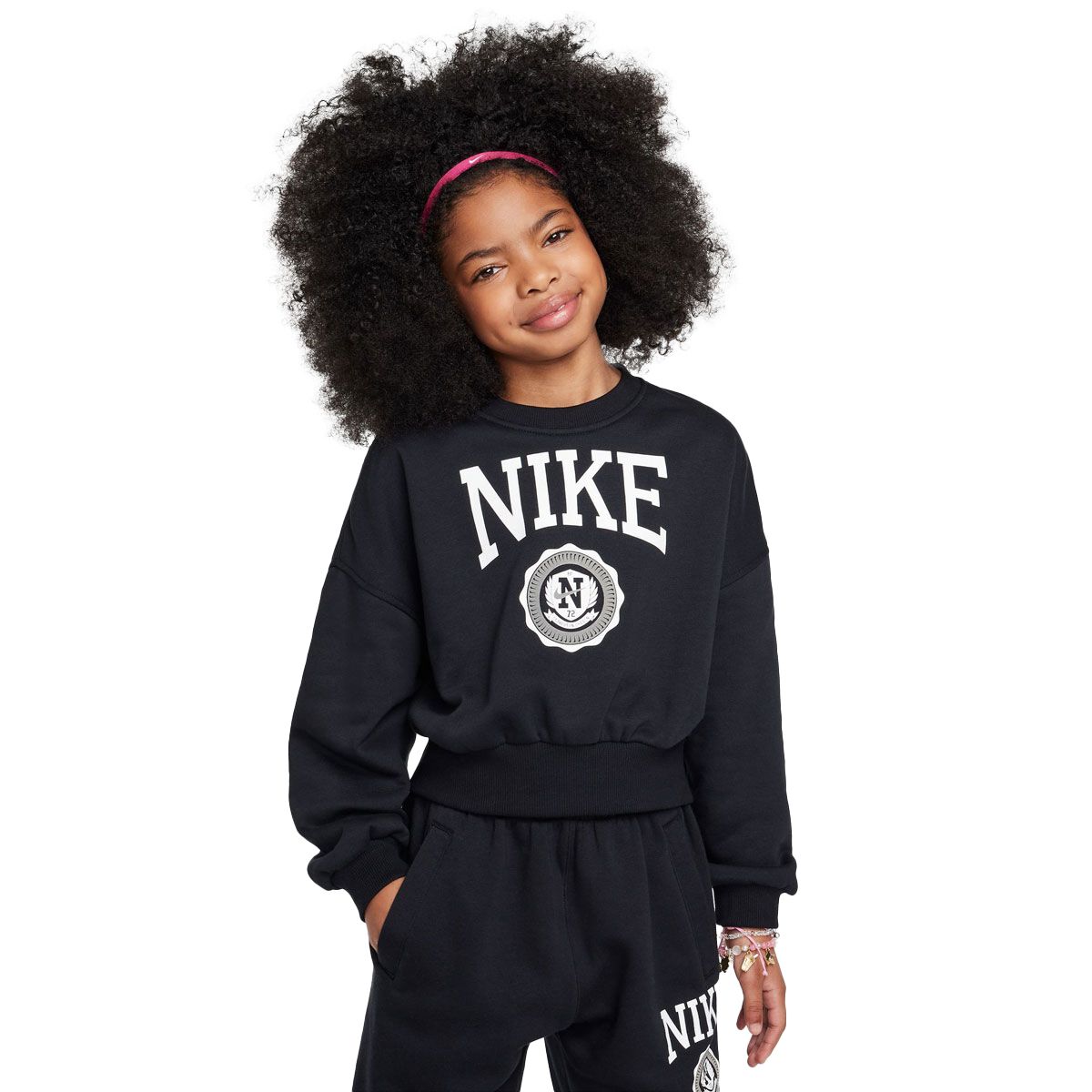Nike Junior Sportswear Club French Terry Graphic Boxy Crew Sweatshirt