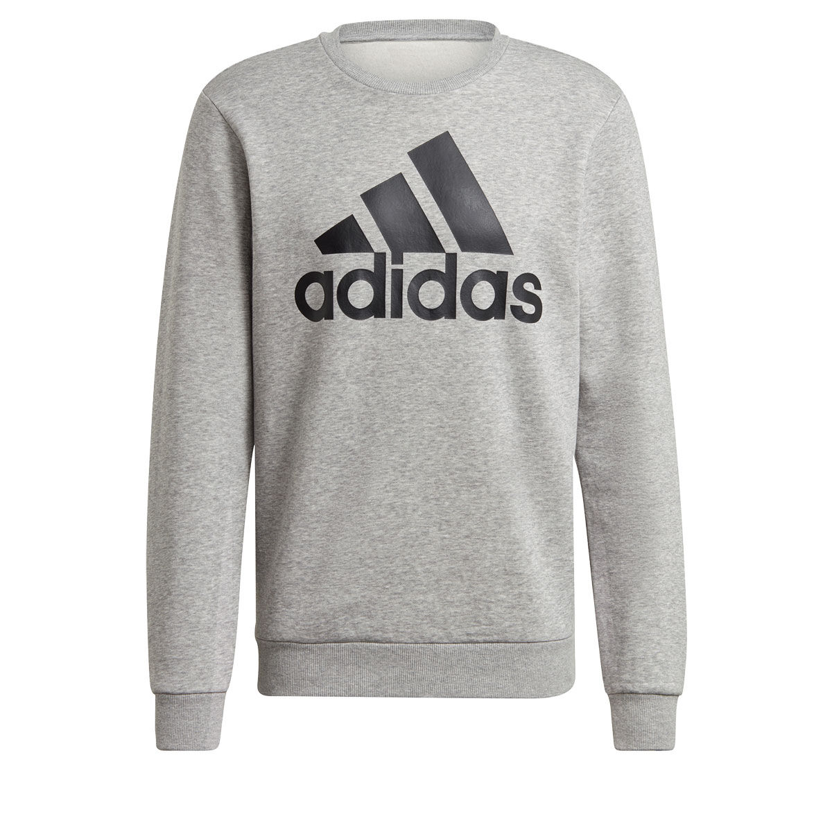 adidas Mens Essentials Big Logo Fleece Crew Sweatshirt Grey M