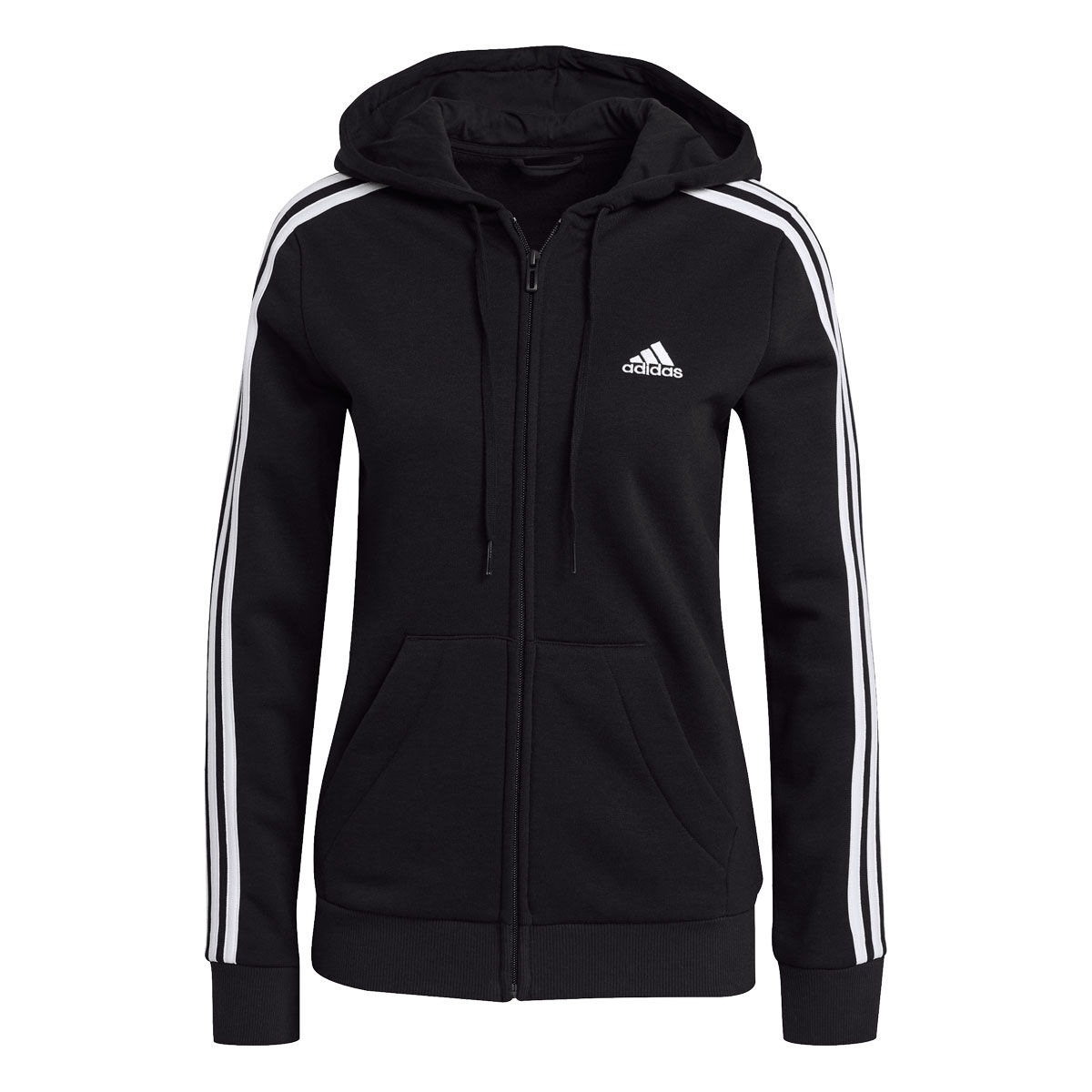 adidas Womens Essentials Fleece 3-Stripes Full Zip Hoodie