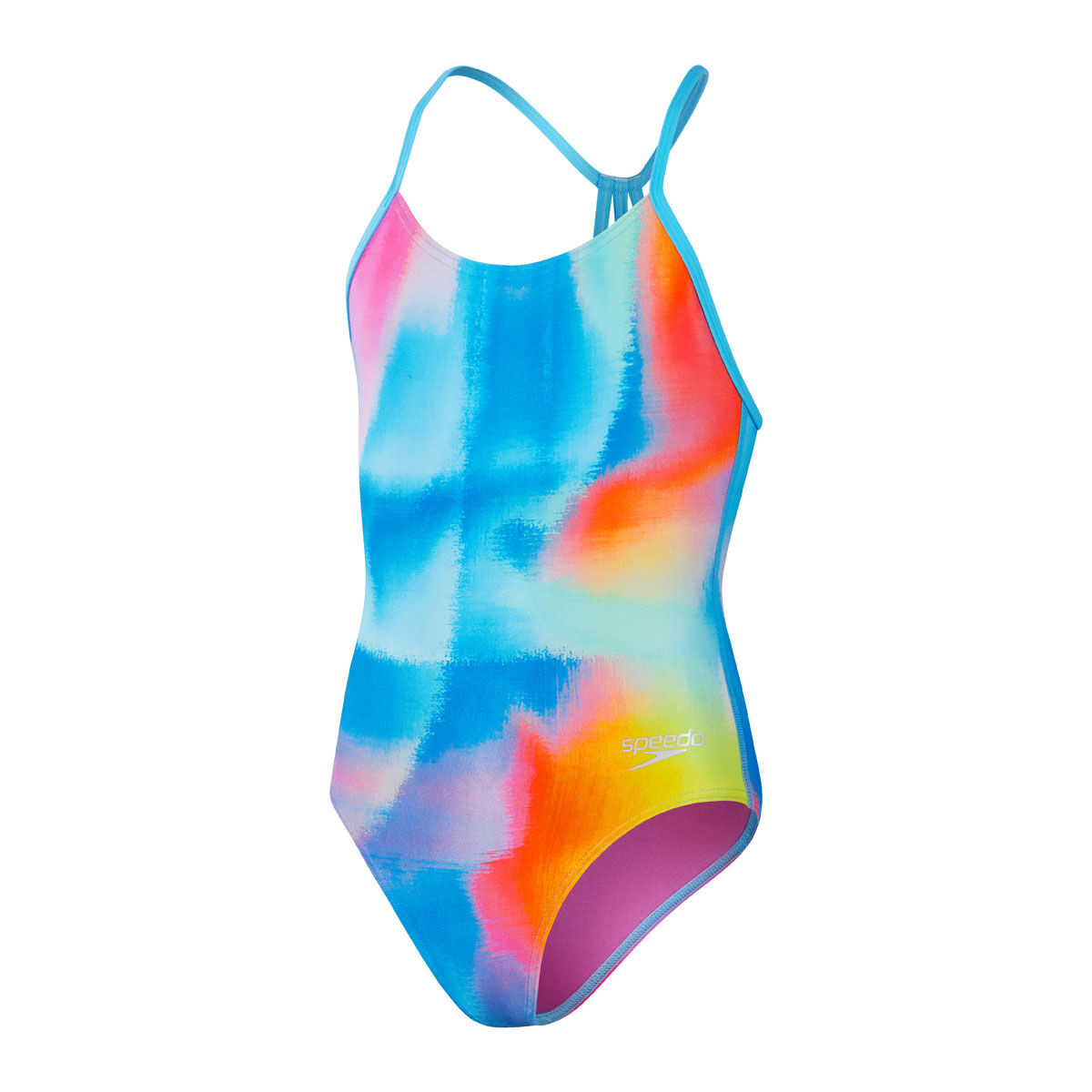 Speedo Girls Placement Lane Line Back One Piece Swimsuit