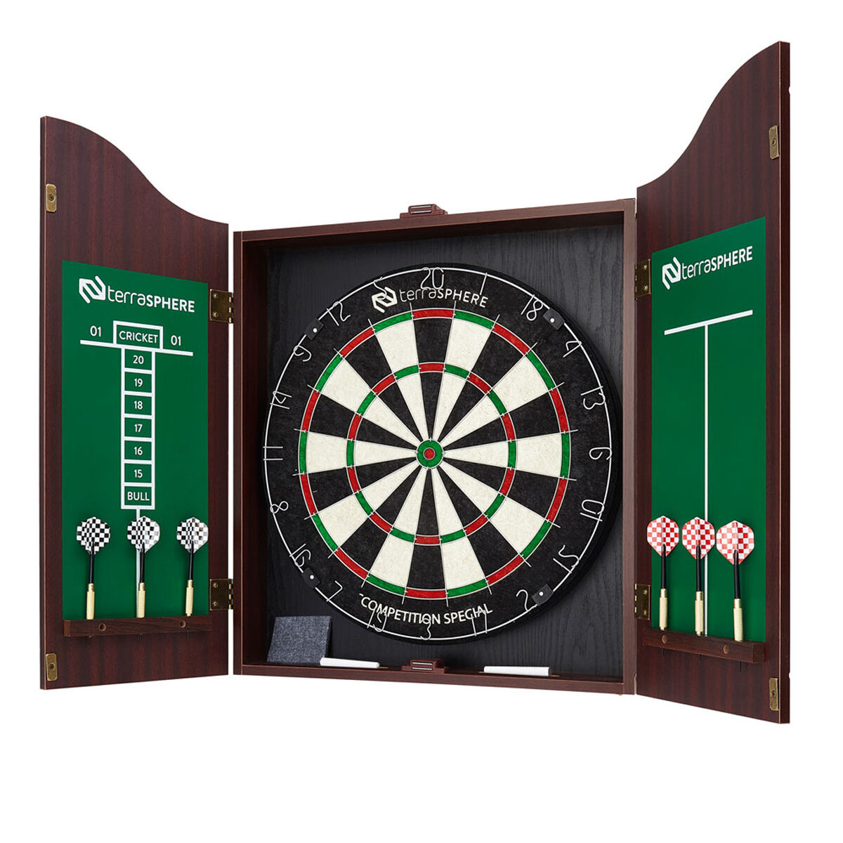 Terrasphere Dartboard and Cabinet Set