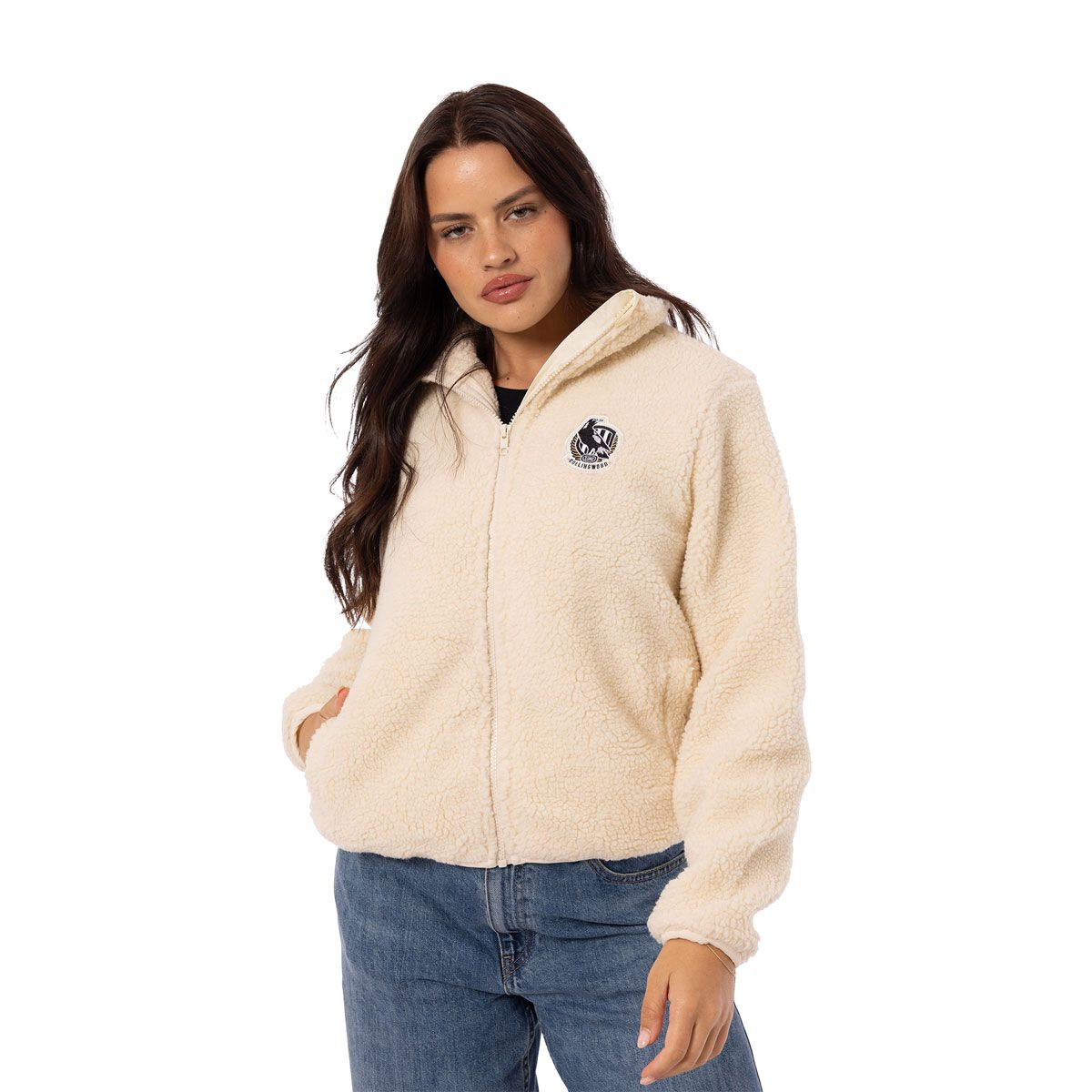 Collingwood Magpies Womens Sherpa Fleece Jacket