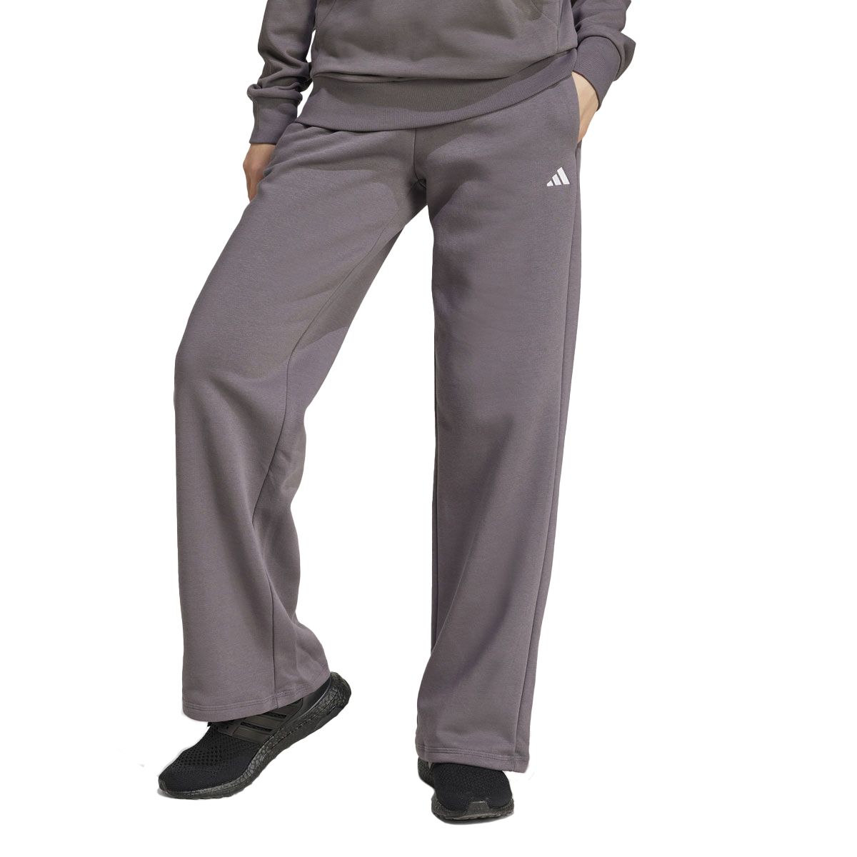 adidas Womens Feel Cozy Fleece Small Logo Open Hem Track Pants