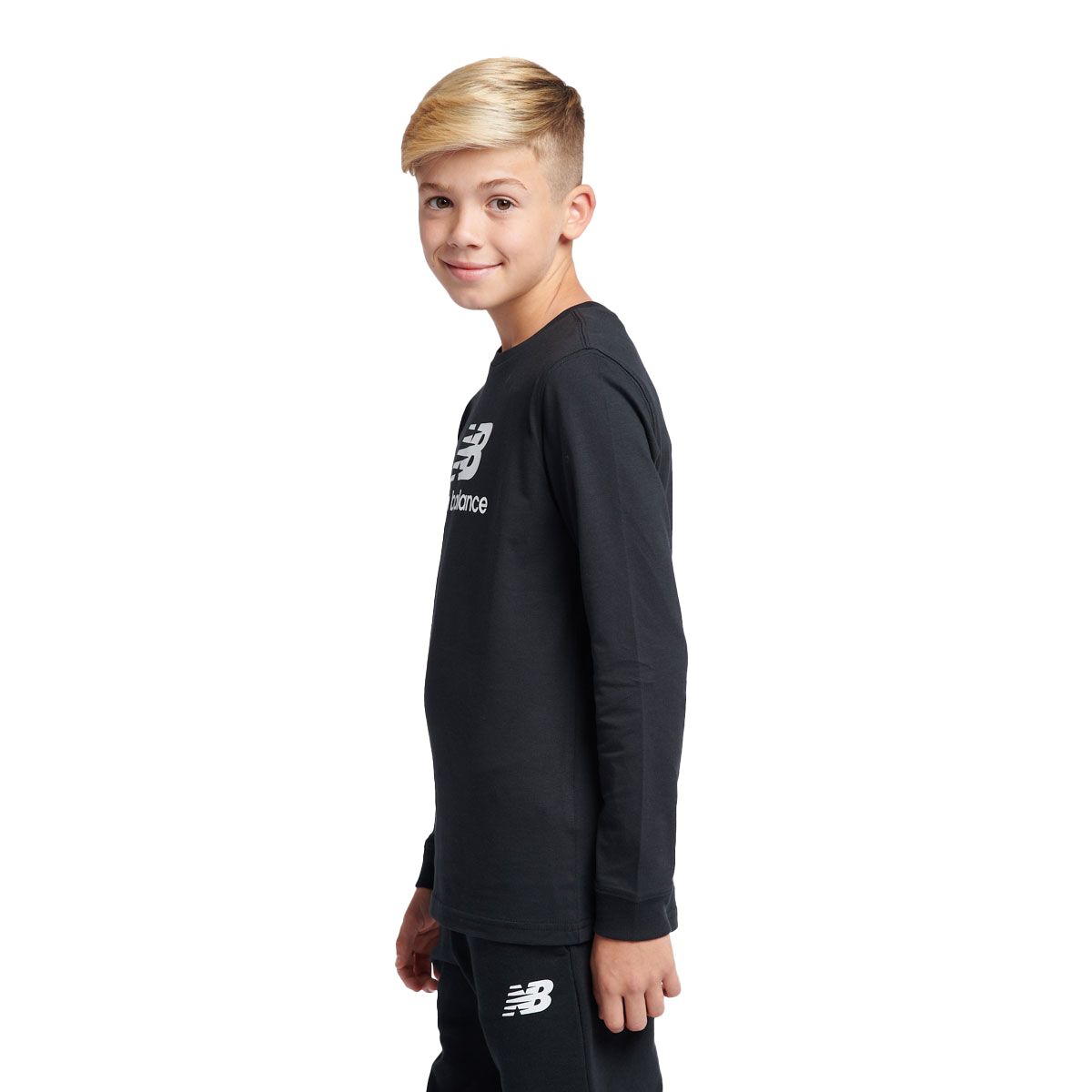 New Balance Junior Jersey Stacked Logo Long Sleeve Tee
