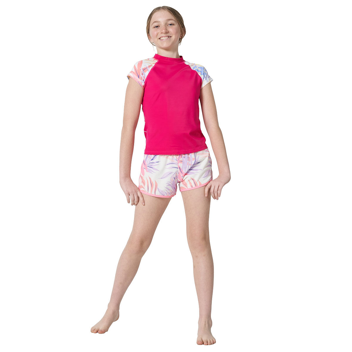 Tahwalhi Girls Psychedelic Palm Short Sleeve Sun Top