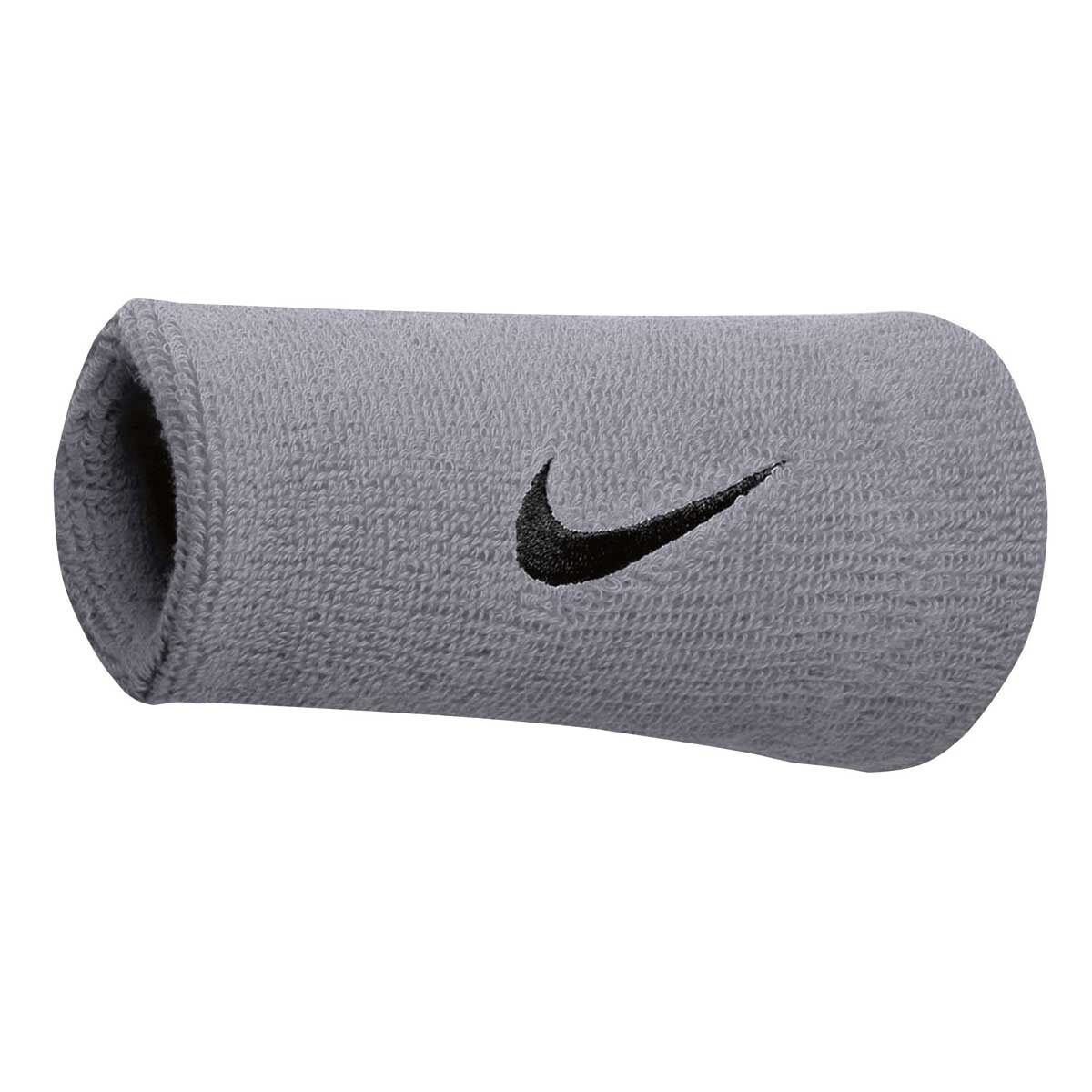 Nike Swoosh Double Wide Wristband Silver / Black OSFA