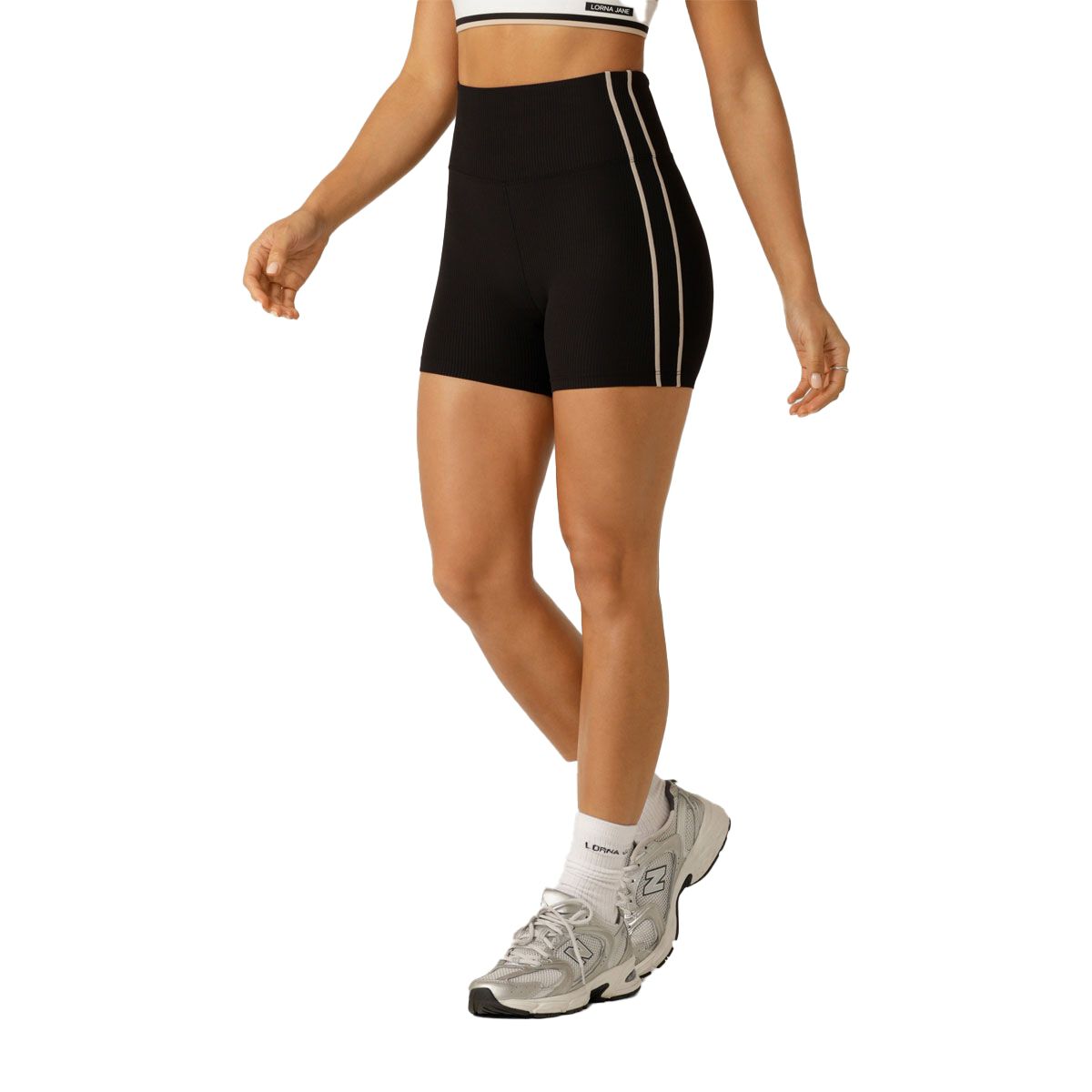 Lorna Jane Womens Second Nature Luxe Rib 12cm Bike Shorts
