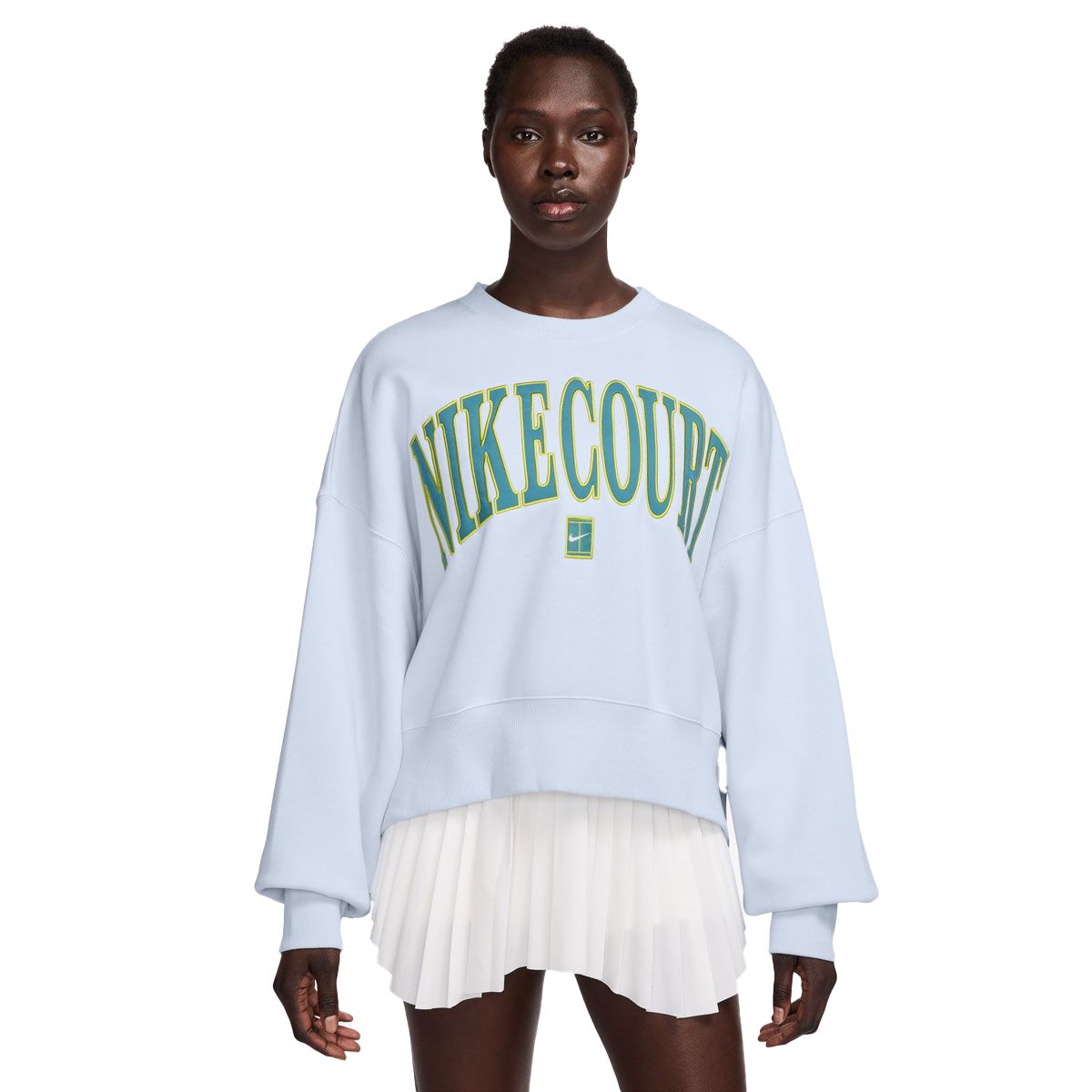 NikeCourt Womens Heritage Phoenix Fleece Over-Oversized Crew Tennis Sweatshirt