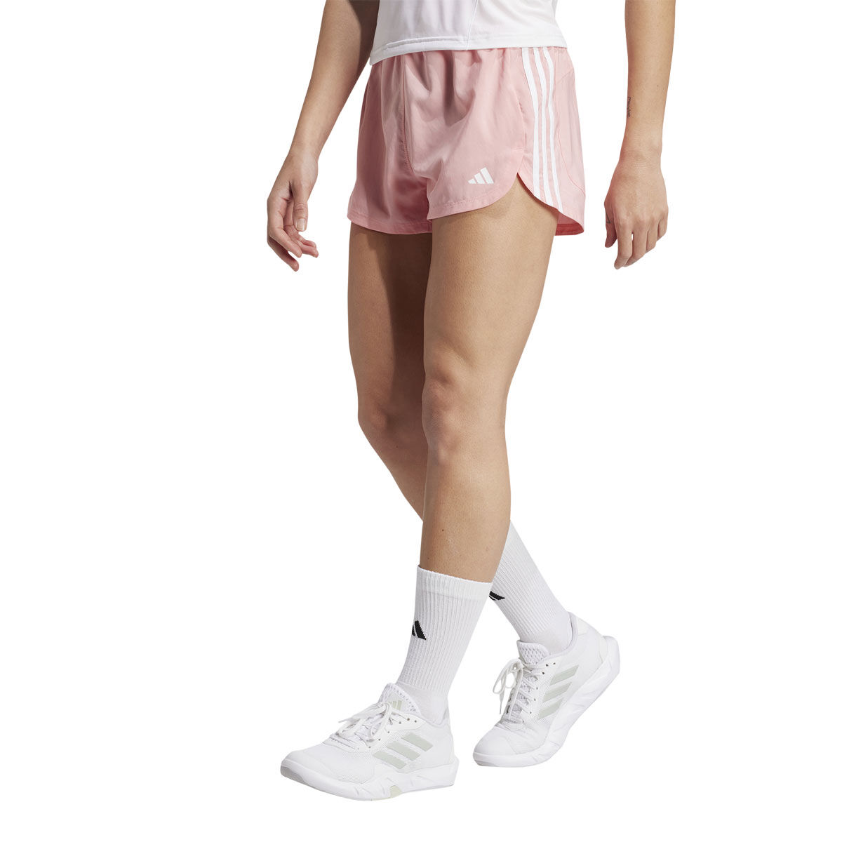 adidas Womens Pacer 3-Stripes Woven High Rise Training Shorts