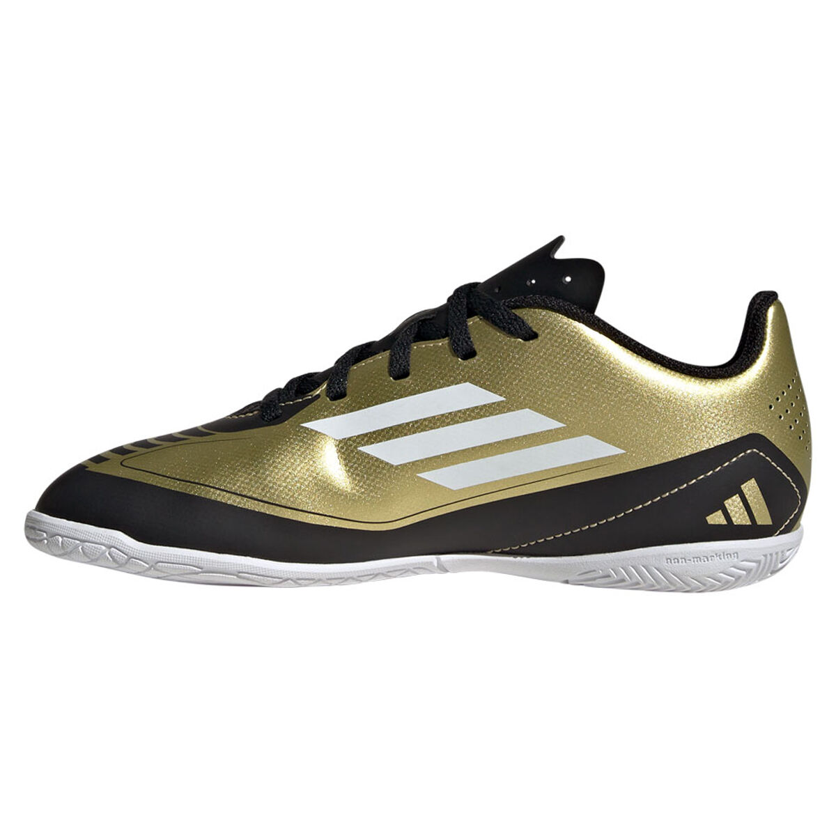 adidas F50 Club Messi Kids Indoor Soccer Shoes Gold/White US 6