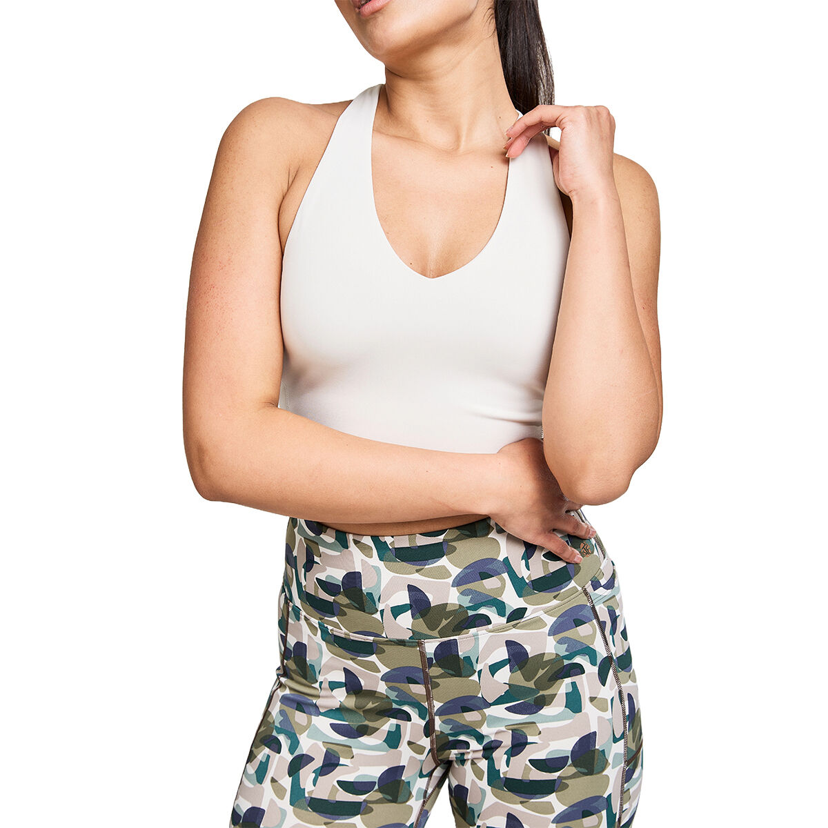 BAHE Womens Attune Cross Back Crop Top White XL