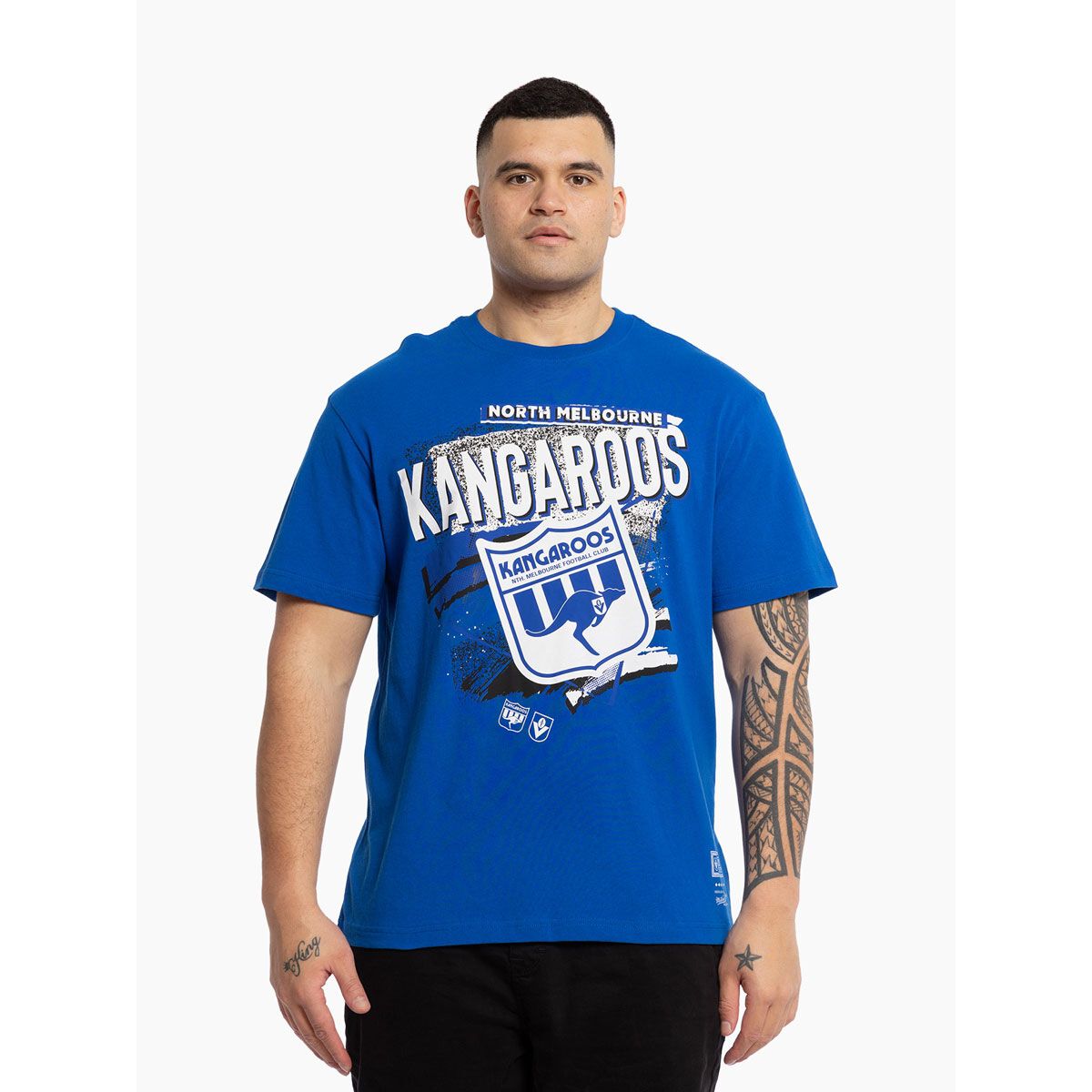 North Melbourne Kangaroos Mens 2025 Abstract Logo Tee