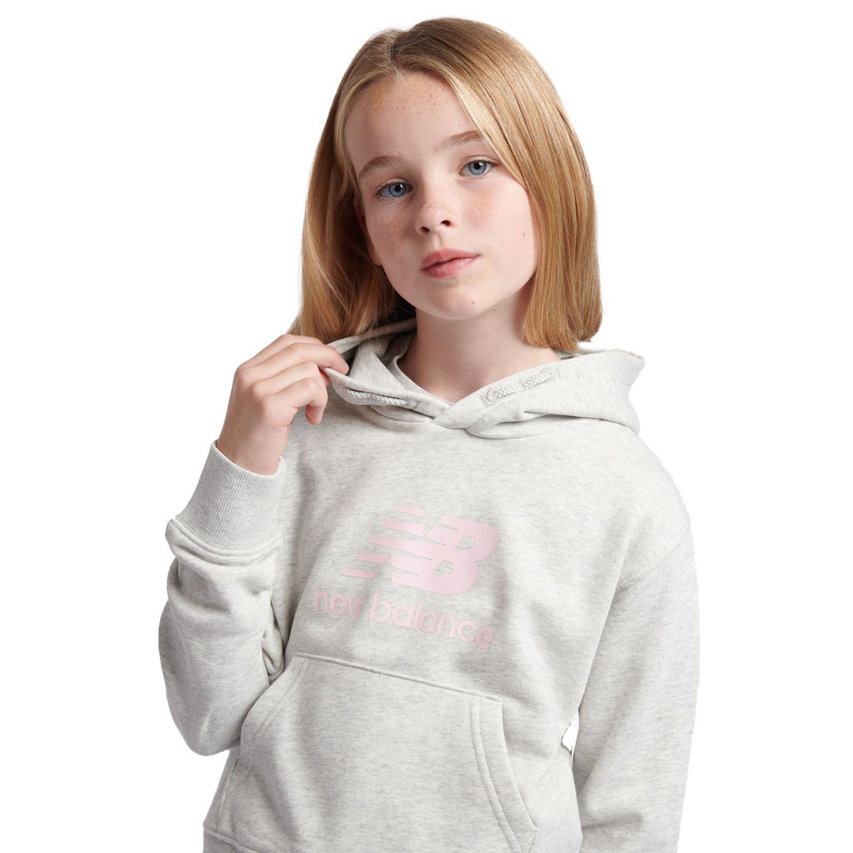 New Balance Junior French Terry Stacked Logo Pullover Hoodie