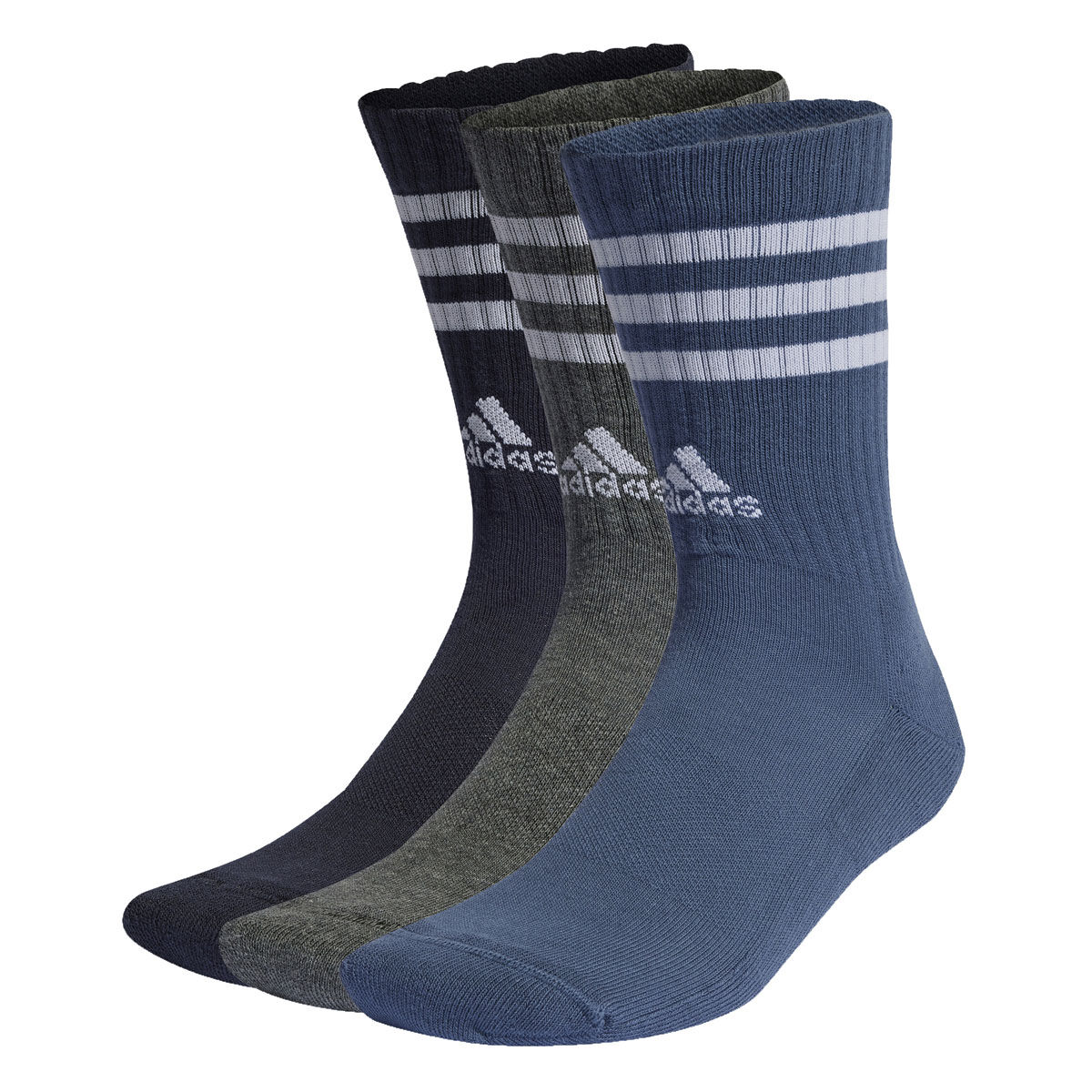 adidas 3-Stripes Cushioned Crew 3 Pack Socks Navy S